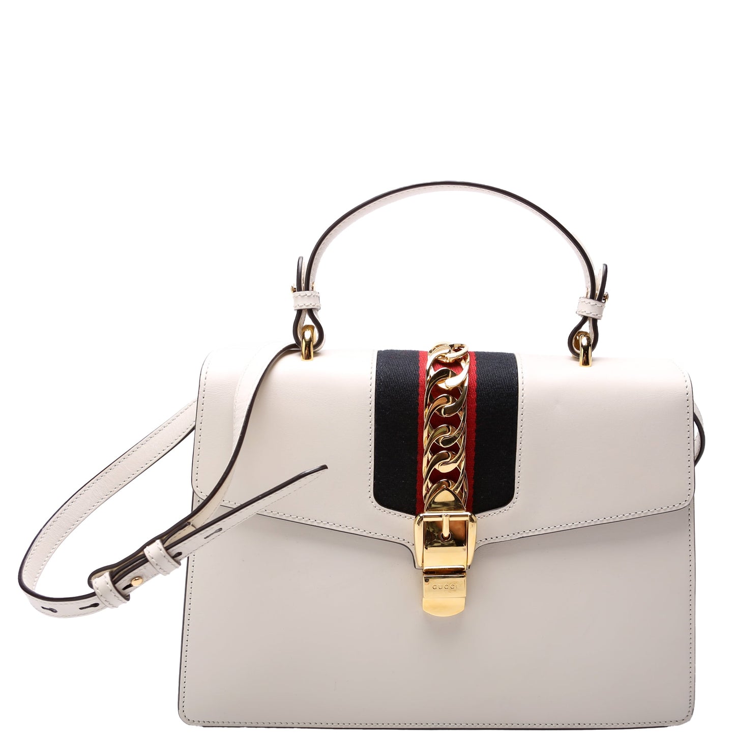 Gucci Sylvie White Medium Top Handle Travel Bag