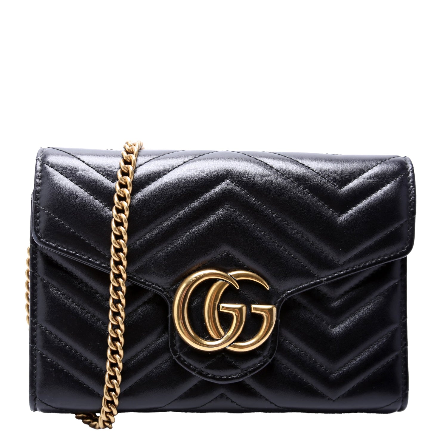 Gucci Marmont Black Chain Wallet Case Black 1
