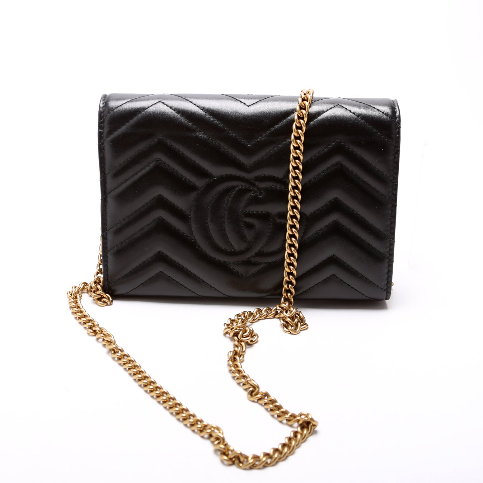 Gucci Marmont Black Chain Wallet Case Black 1
