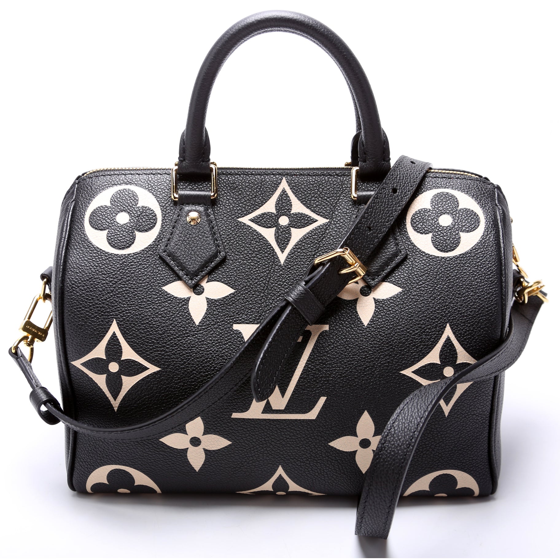 Louis Vuitton Speedy 25 Bandouliere Bicolor Black Empreinte Handbag