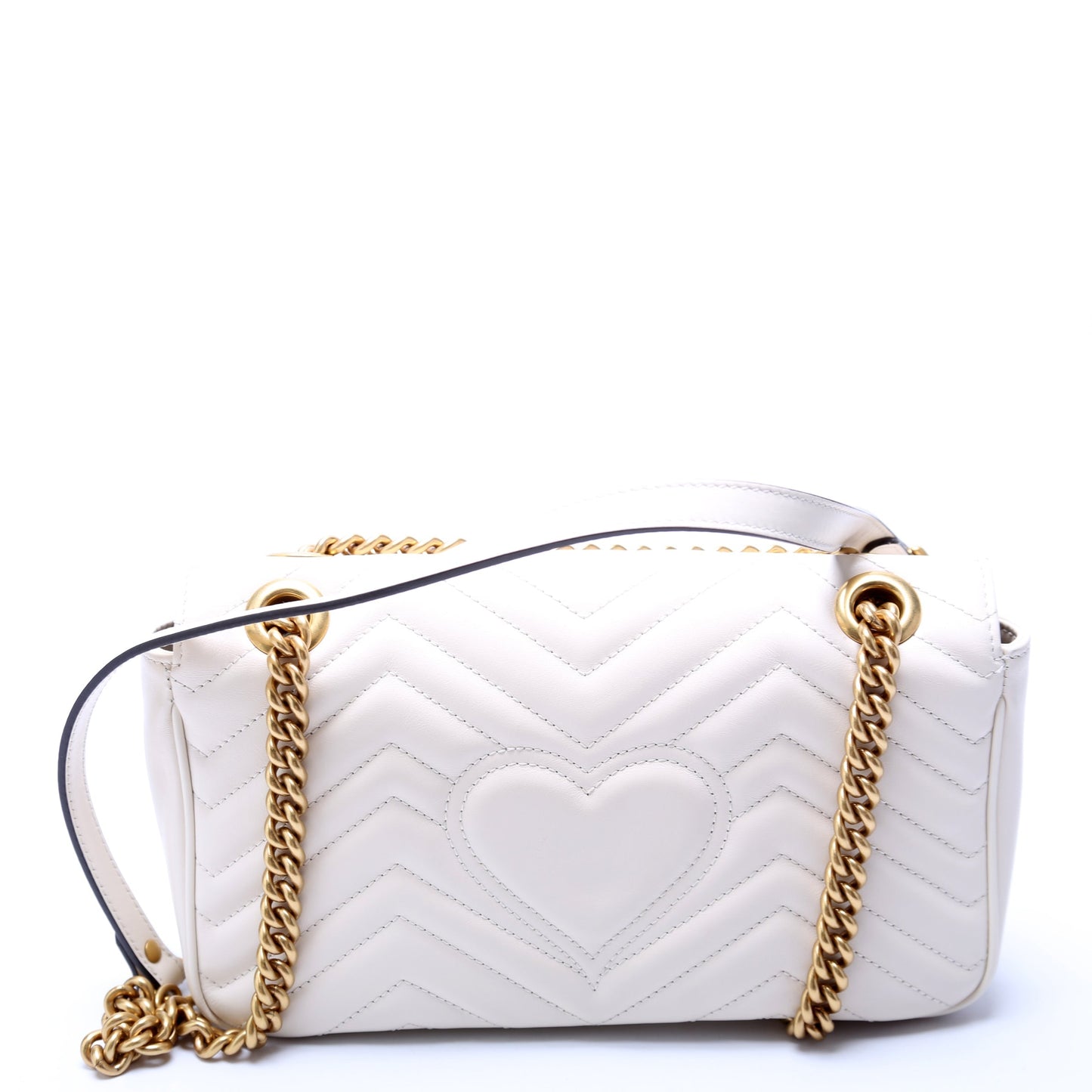 Gucci Marmont Leather White Small Flap Shoulder Bag