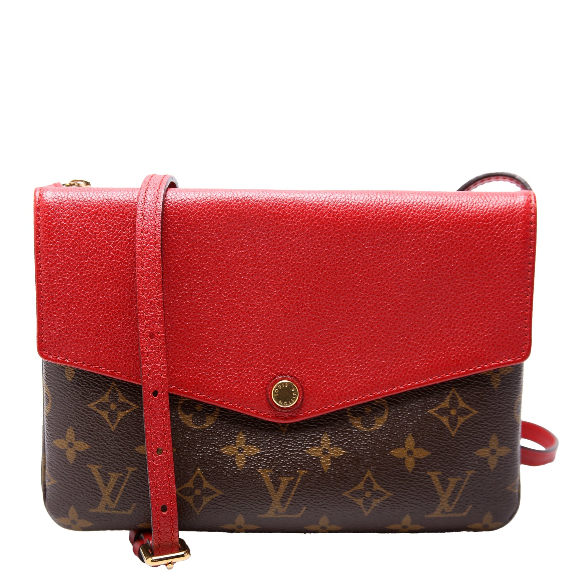Louis Vuitton Pochette Twice Monogram Red Clutch Bag