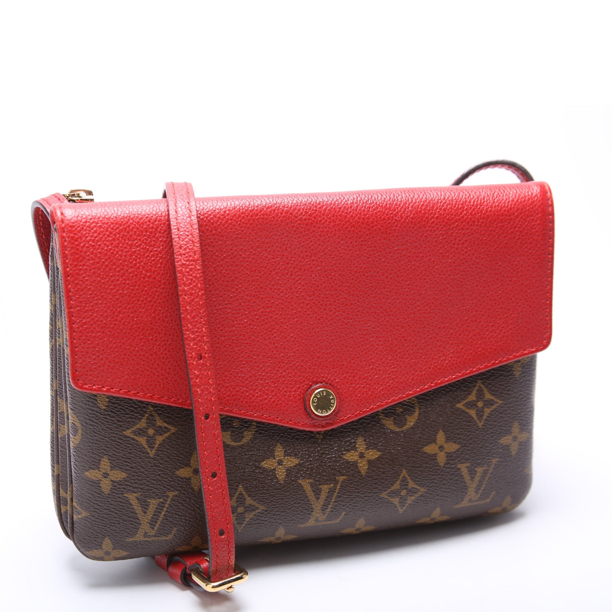 Louis Vuitton Pochette Twice Monogram Red Clutch Bag