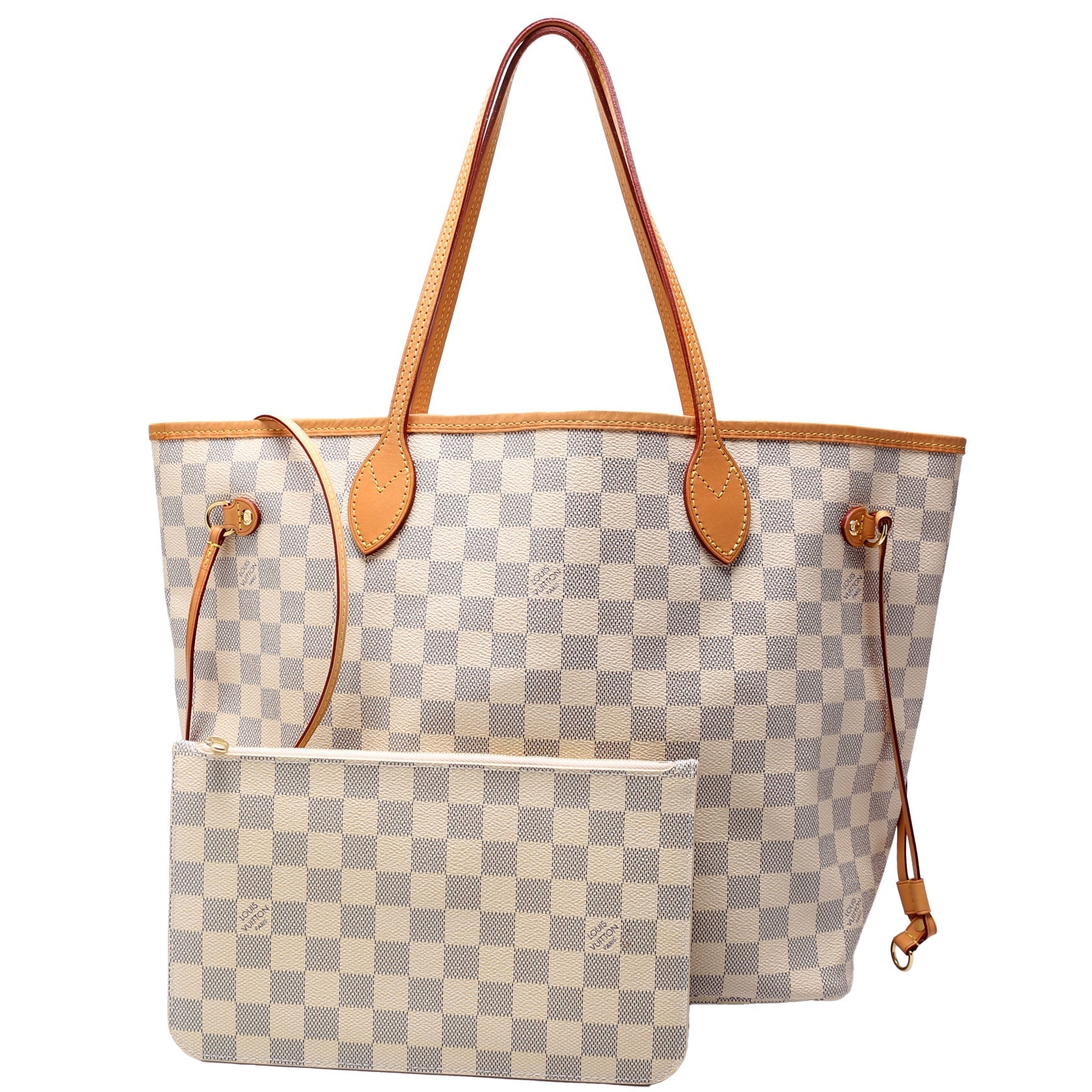 Louis Vuitton Neverfull W MM Azur Damier Beige Wallet Case
