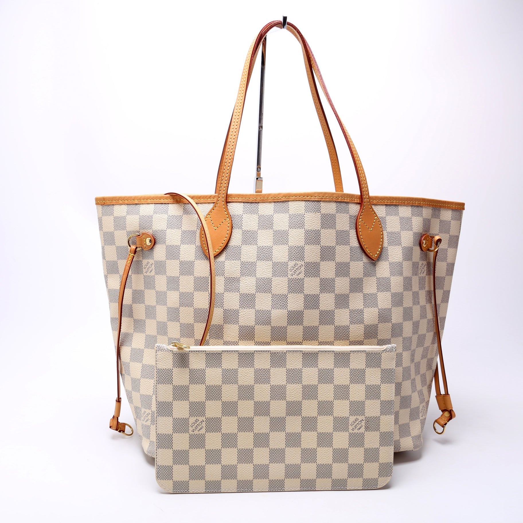 Louis Vuitton Neverfull W MM Azur Damier Beige Wallet Case