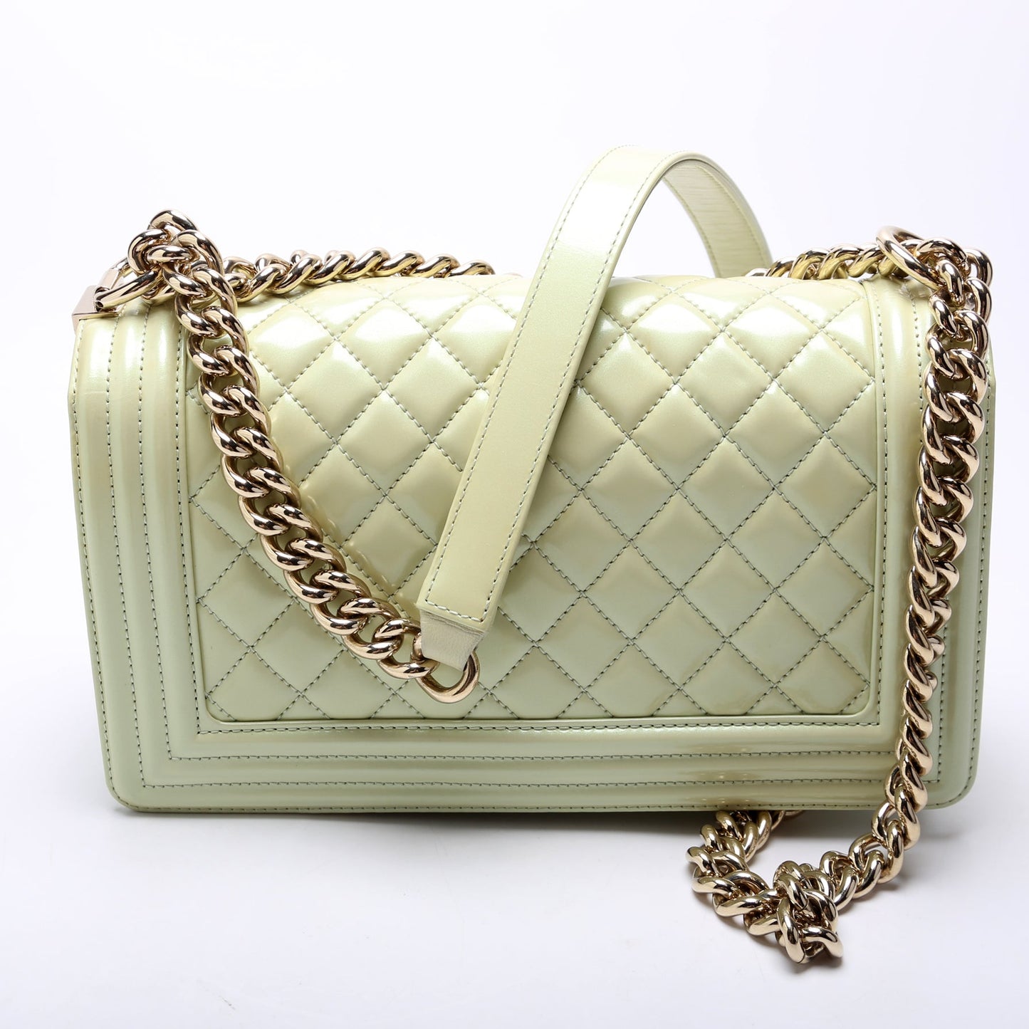 Chanel Boy Flap 22M Green Handbag