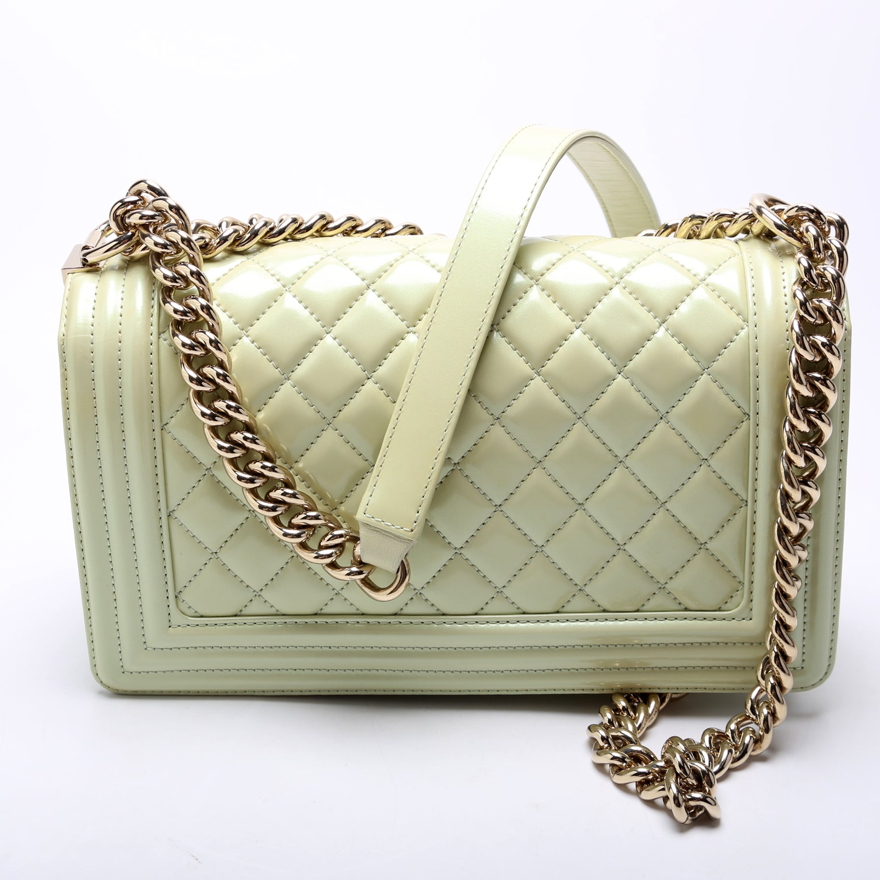 Chanel Boy Flap 22M Green Handbag