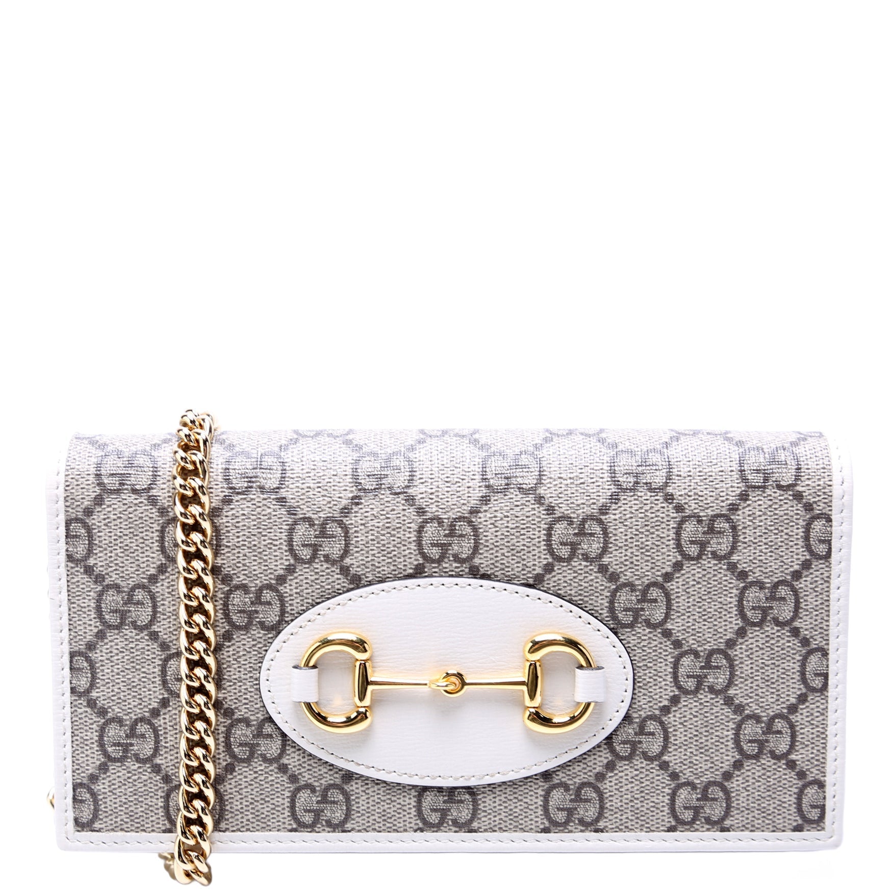 Gucci Horsebit White Chain Wallet Case