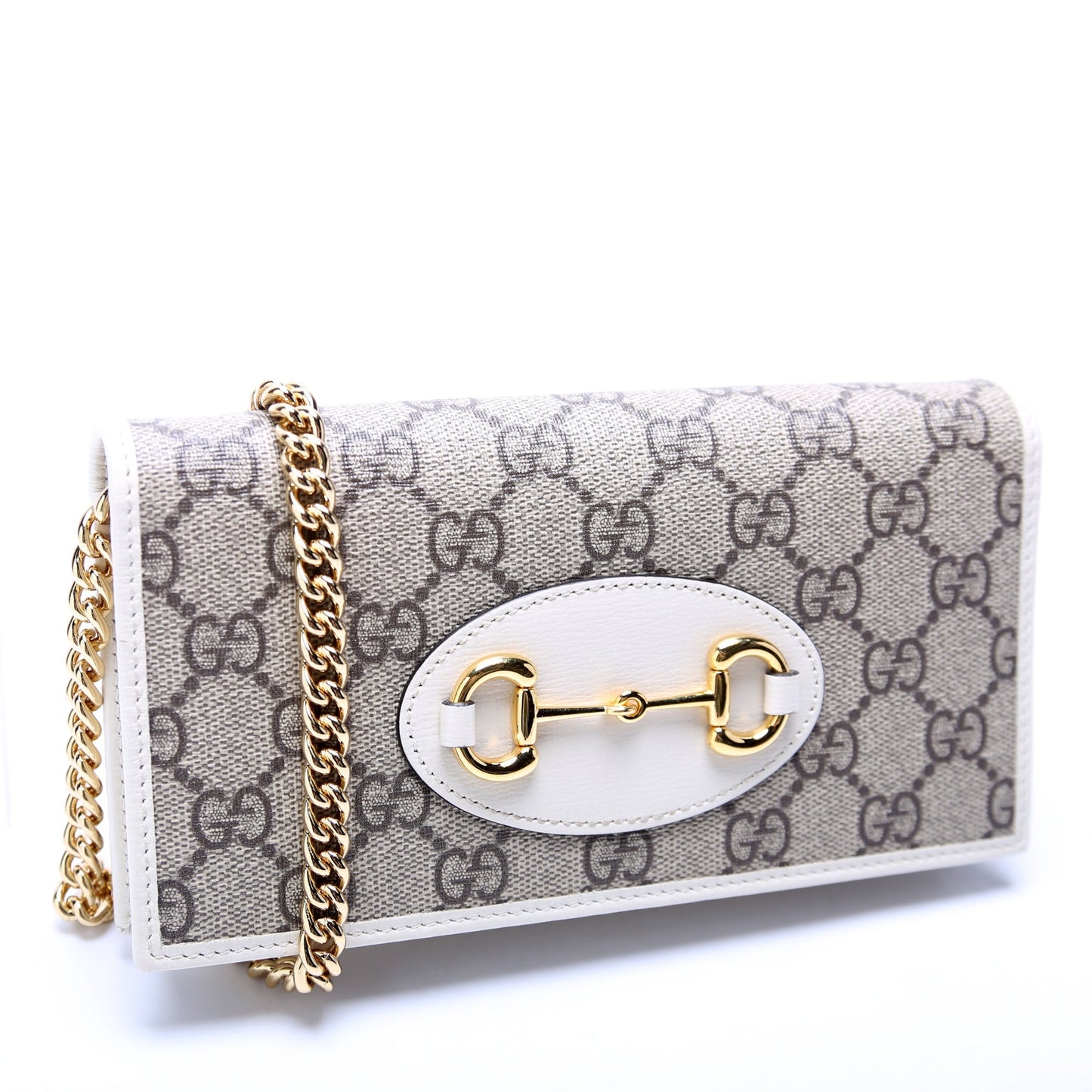 Gucci Horsebit White Chain Wallet Case