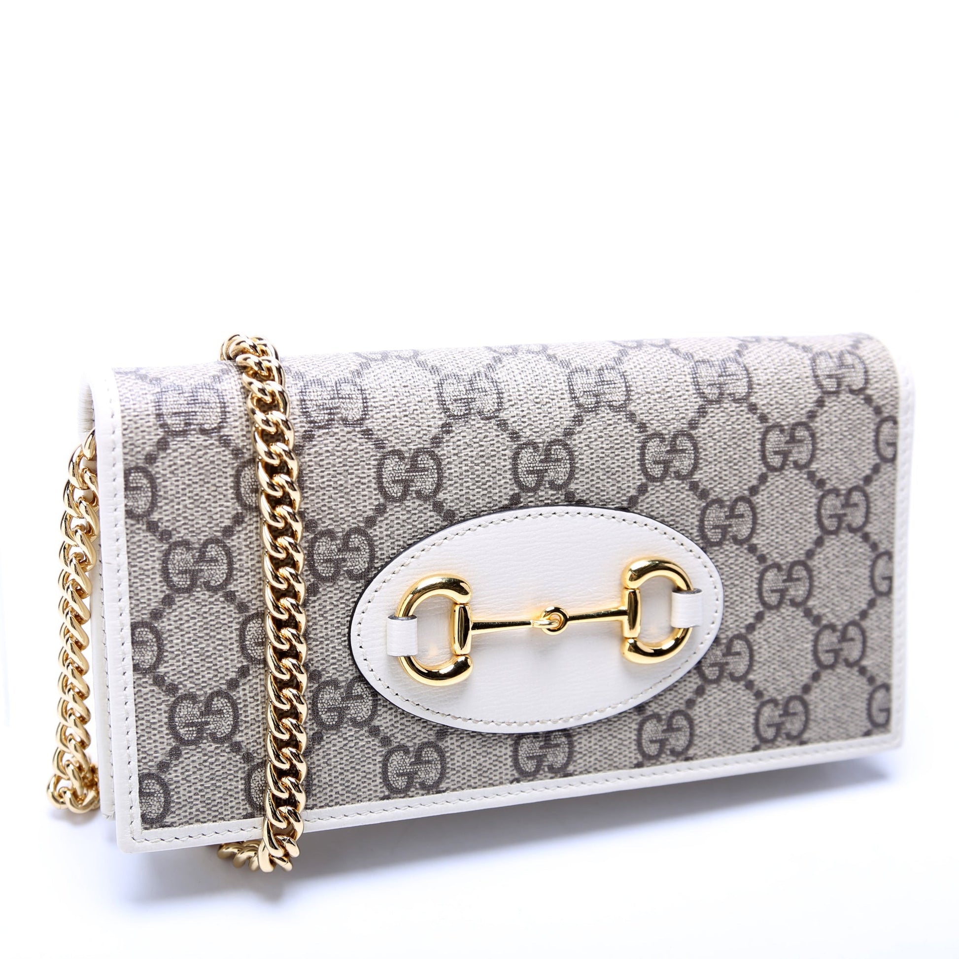 Gucci Horsebit White Chain Wallet Case