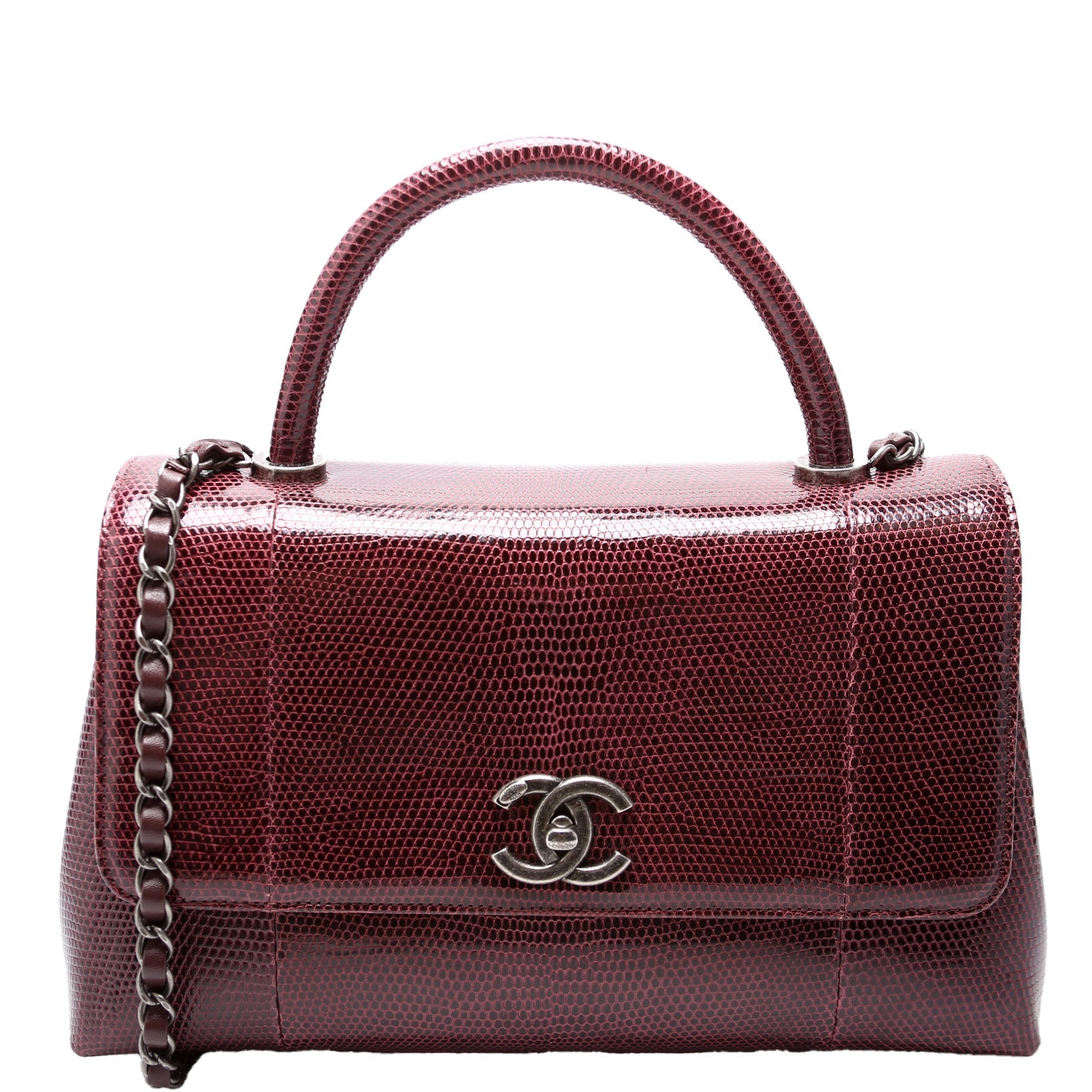 Chanel Coco Top Handle Lizard 21M Purple Small Handbag