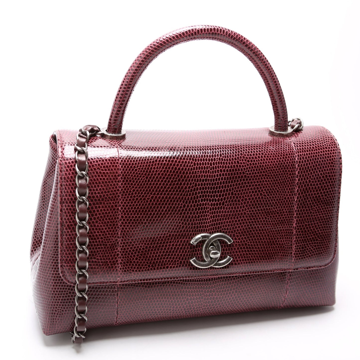 Chanel Coco Top Handle Lizard 21M Purple Small Handbag