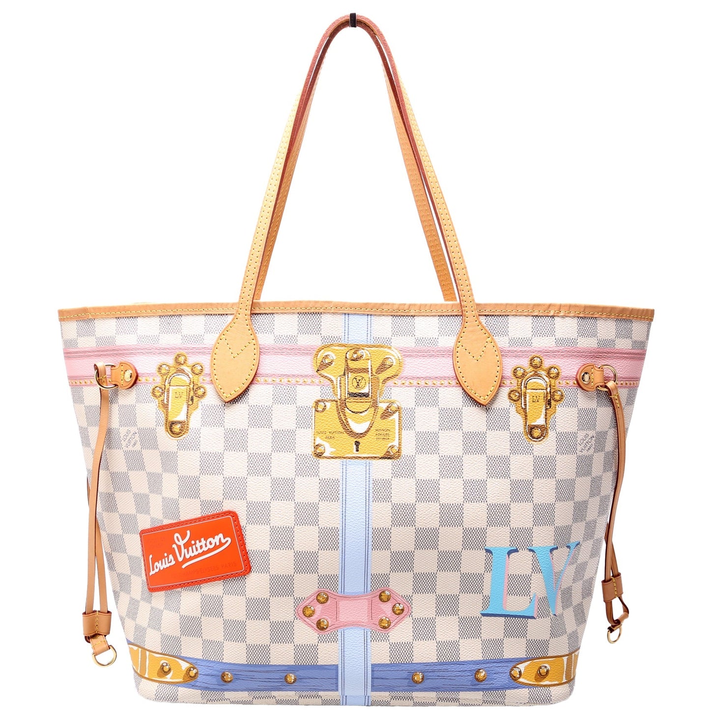 Louis Vuitton Neverfull MM Summer Trunks Azur Damier Tote Bag