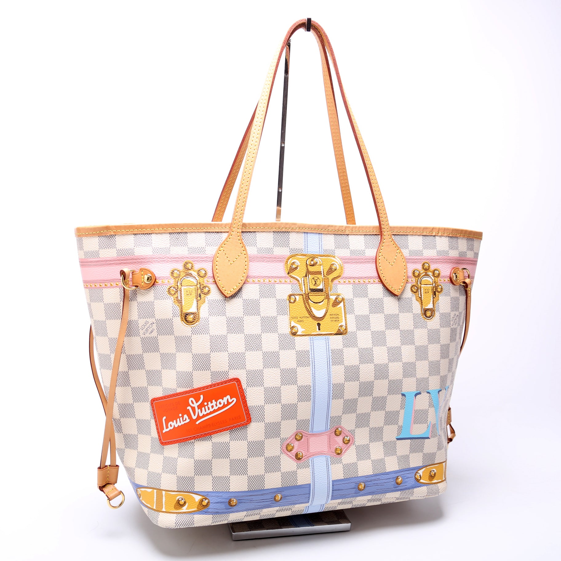 Louis Vuitton Neverfull MM Summer Trunks Azur Damier Tote Bag