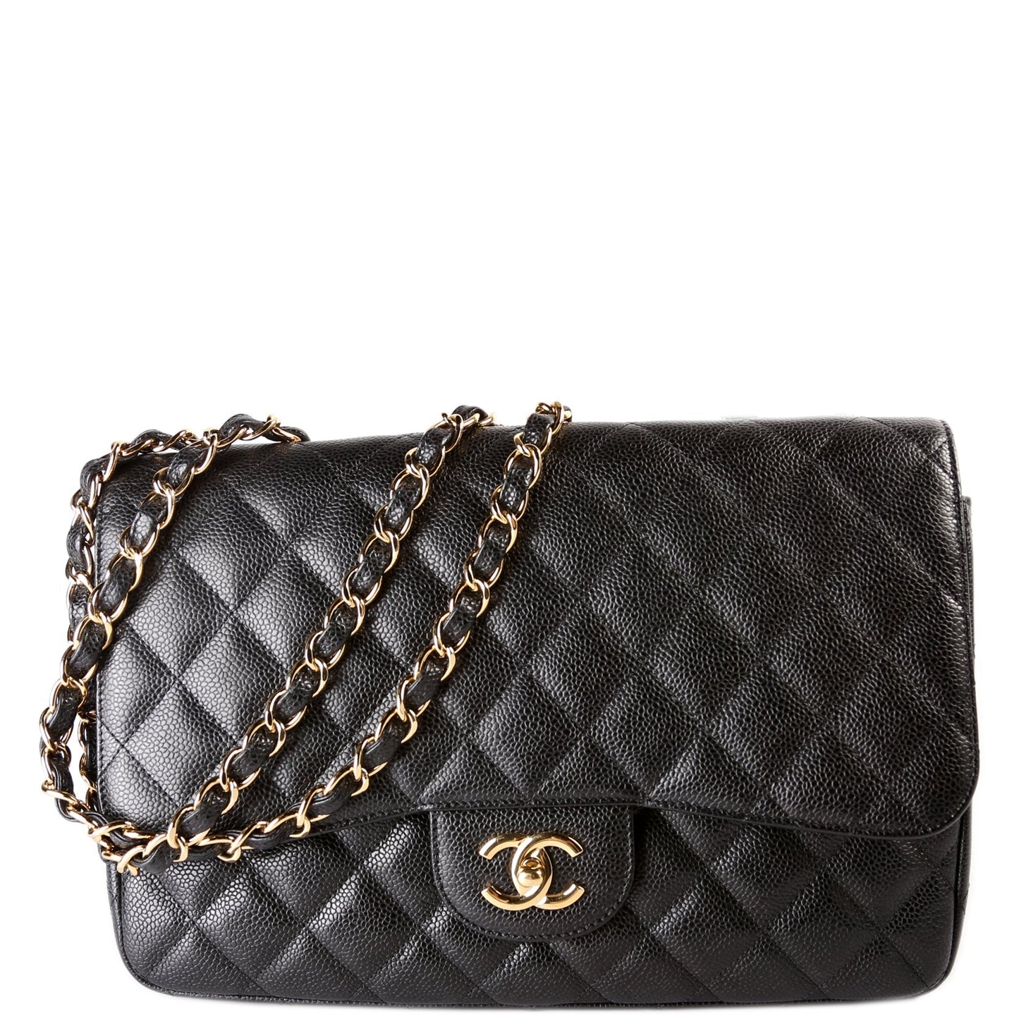 Chanel Classic Flap Jumbo Caviar 10-13M Black Handbag