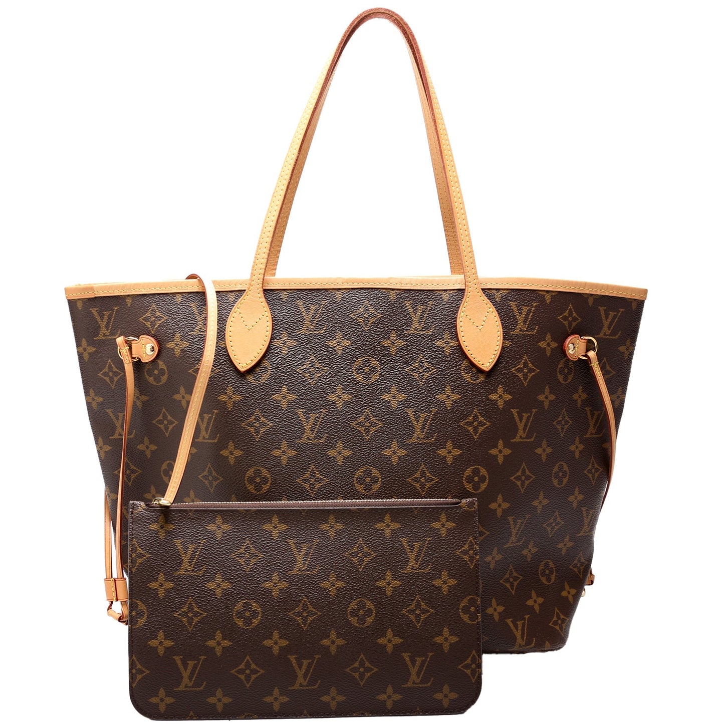 Louis Vuitton Neverfull MM Monogram Beige Wallet Case