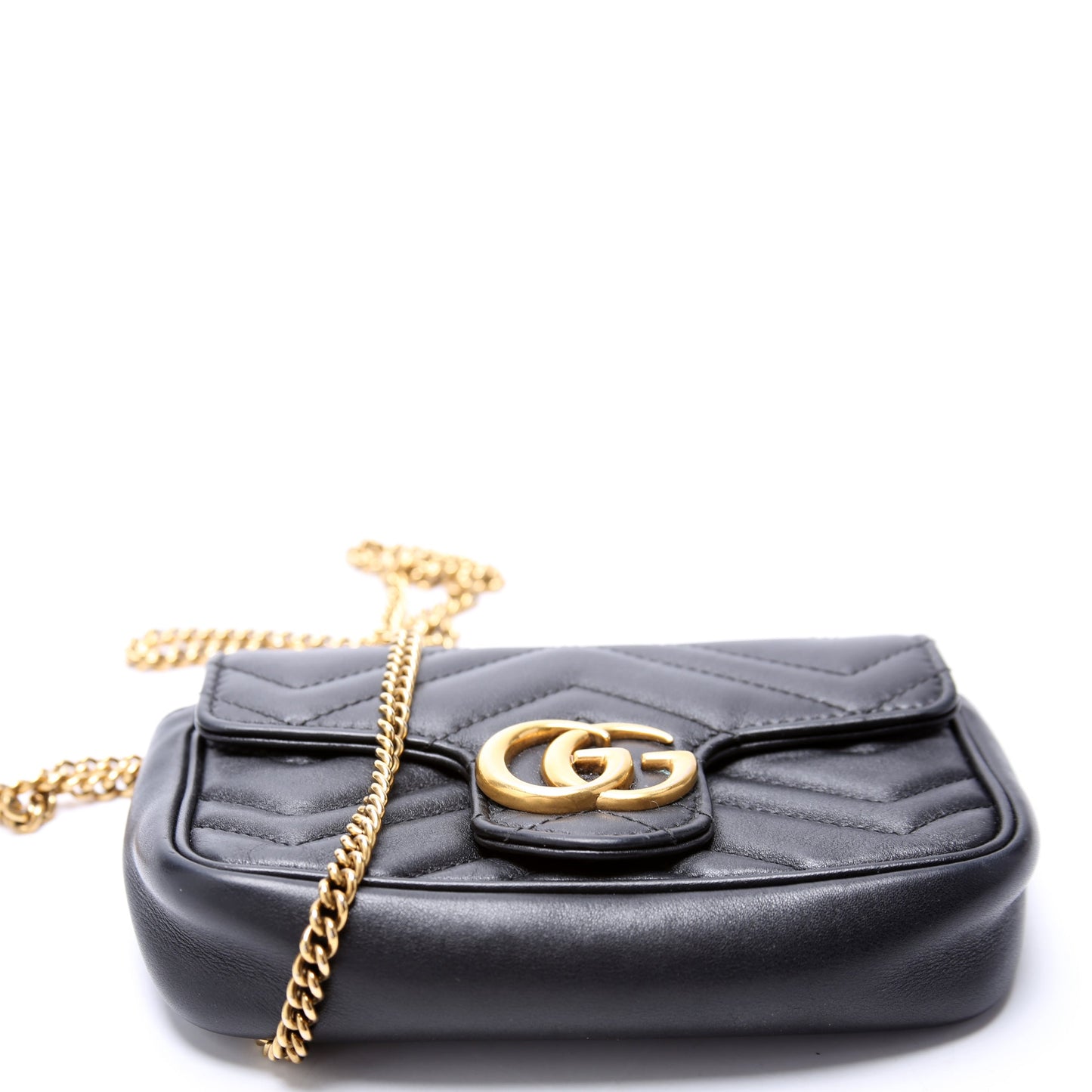 Gucci Marmont Super Leather Black Mini Flap Travel Bag Black 1