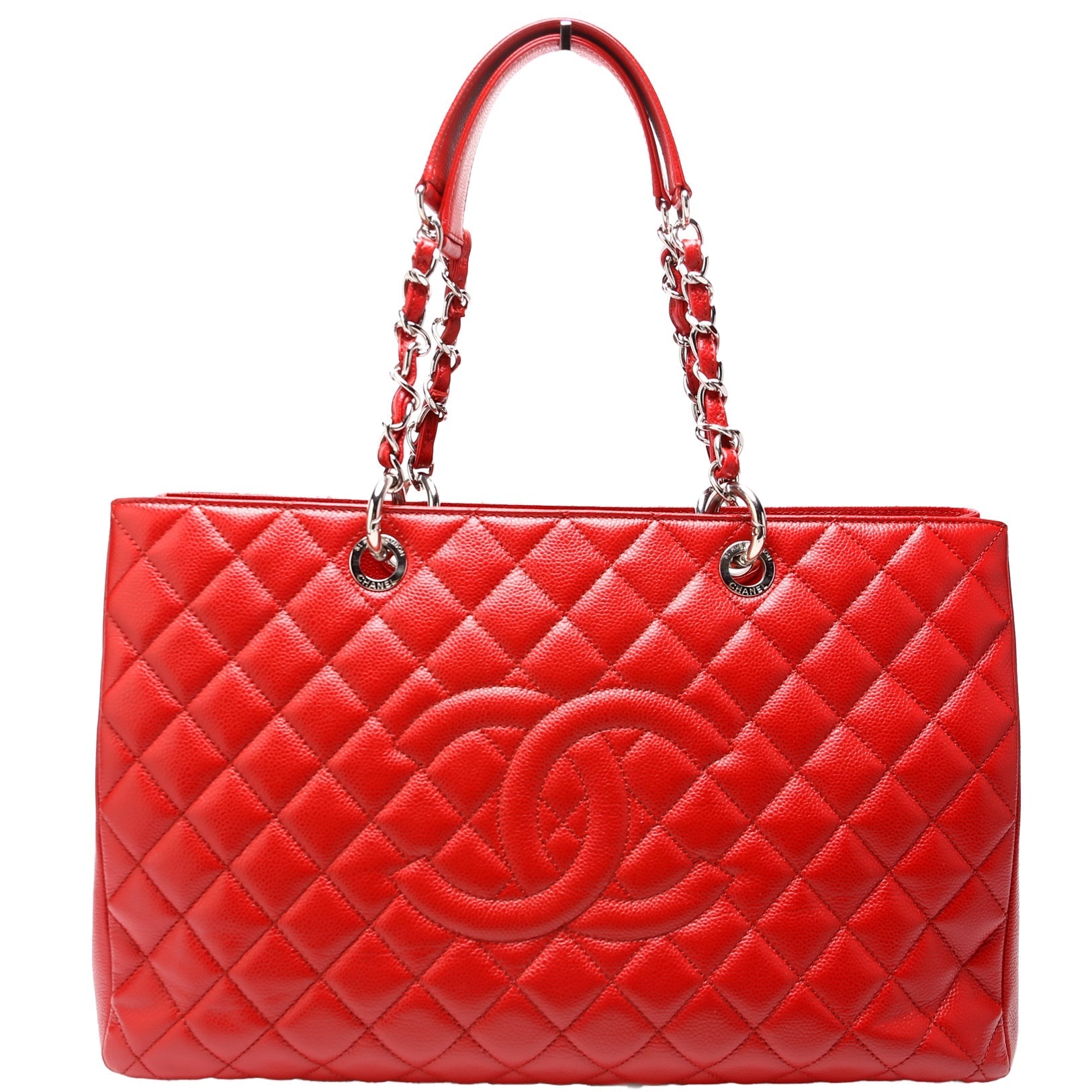 Chanel Grand Shopping Caviar XL Red Tote Bag