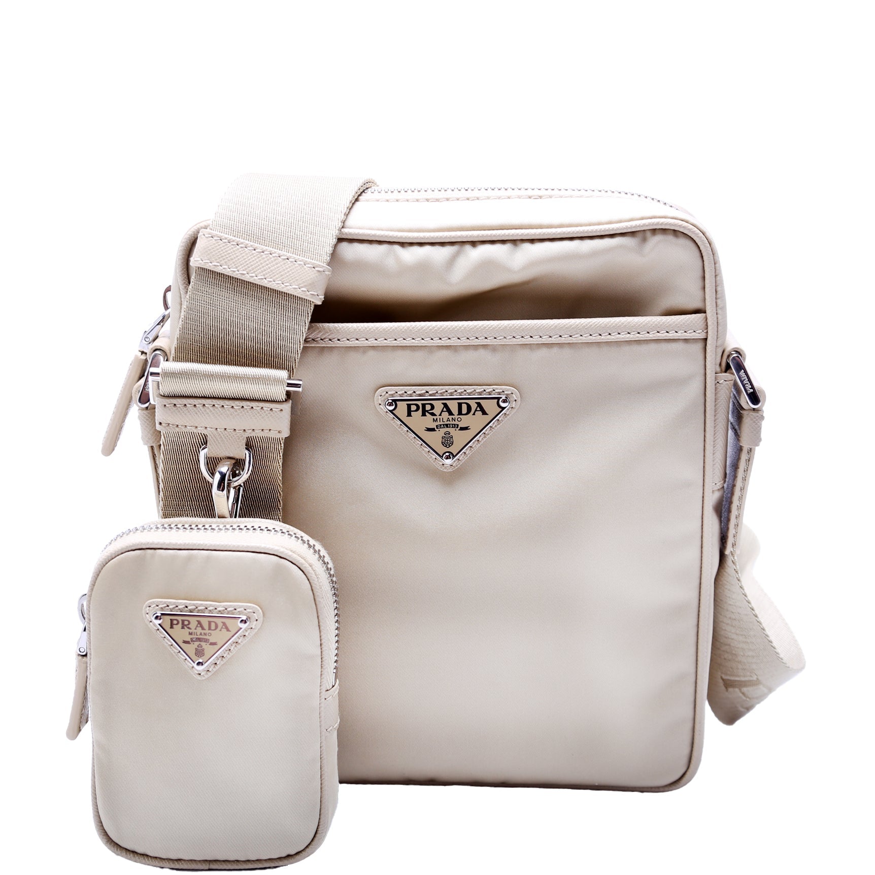 Prada Re Saffiano Shoulder Bag Leather Nylon Gold Bag