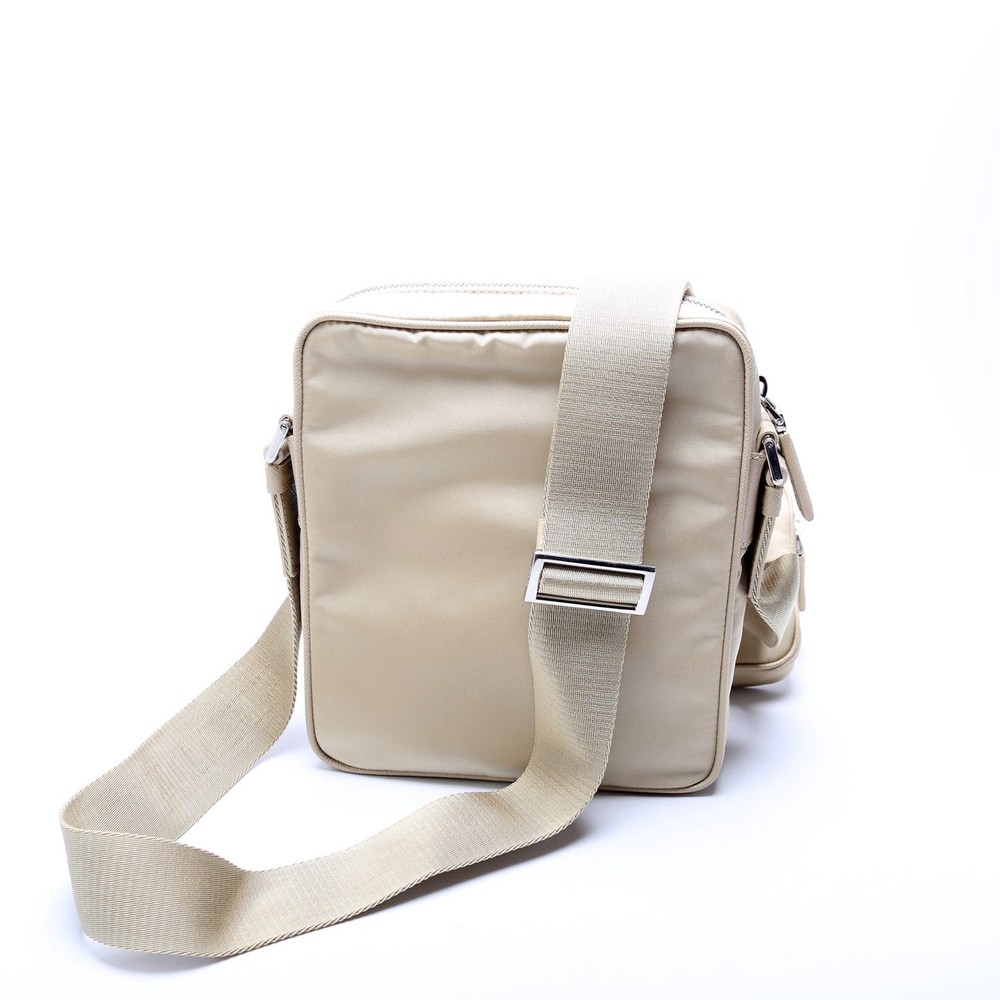 Prada Re Saffiano Shoulder Bag Leather Nylon Gold Bag