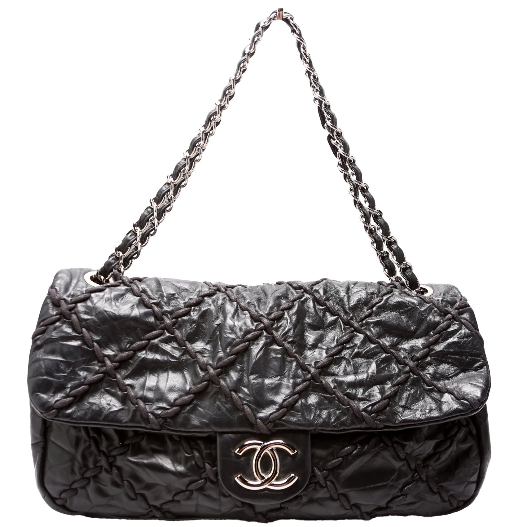 Chanel Ultra Stitch Jumbo Flap Calfskin 14M Black Handbag