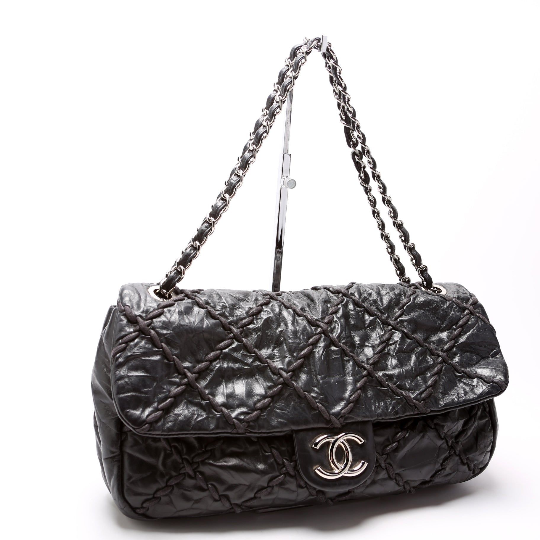 Chanel Ultra Stitch Jumbo Flap Calfskin 14M Black Handbag