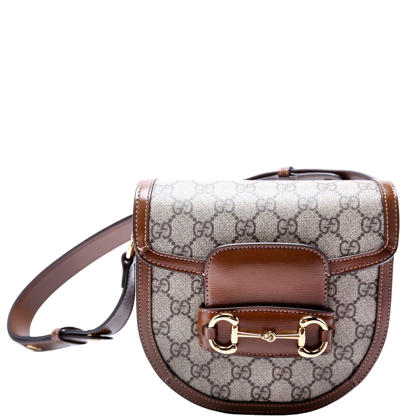 Gucci Horsebit GG Supreme Rounded Brown Mini Travel Bag