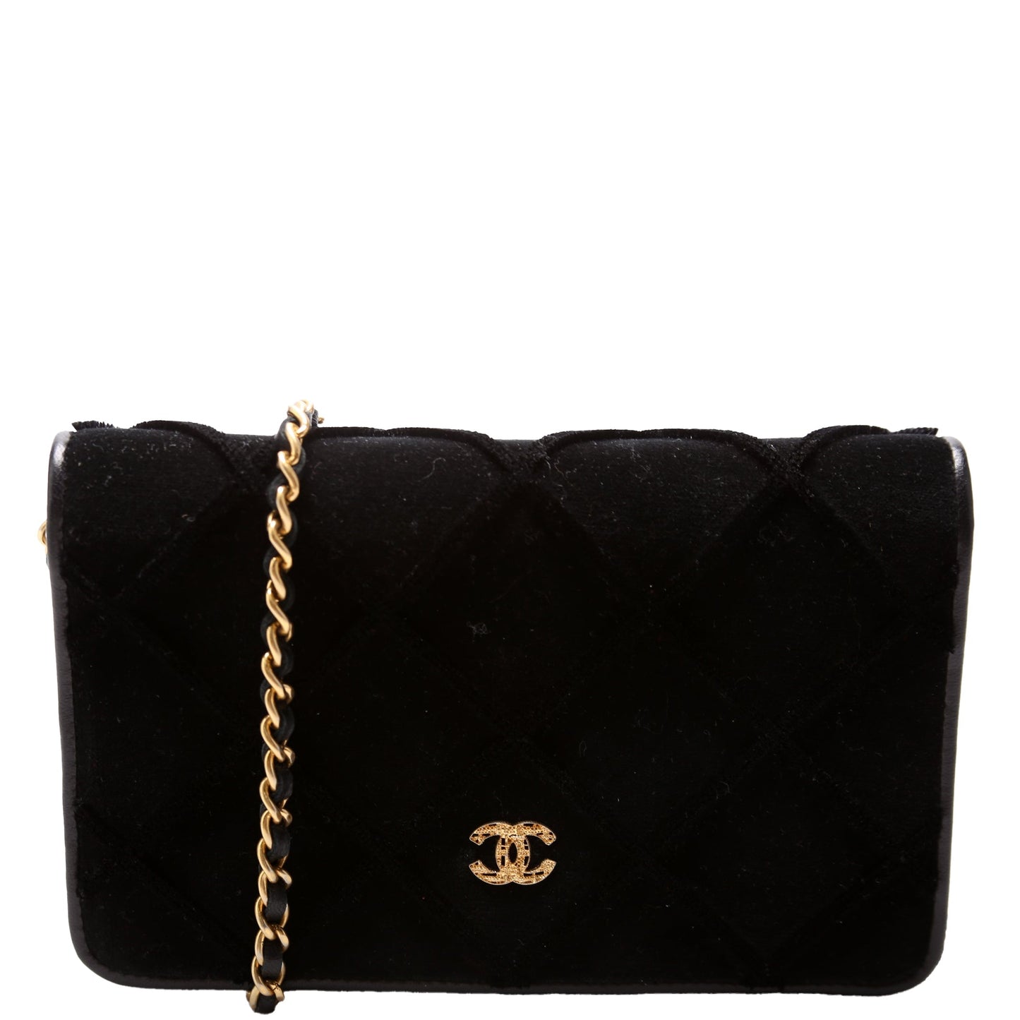 Chanel WOC 3D Quilted Velvet 24M Black Clutch Bag