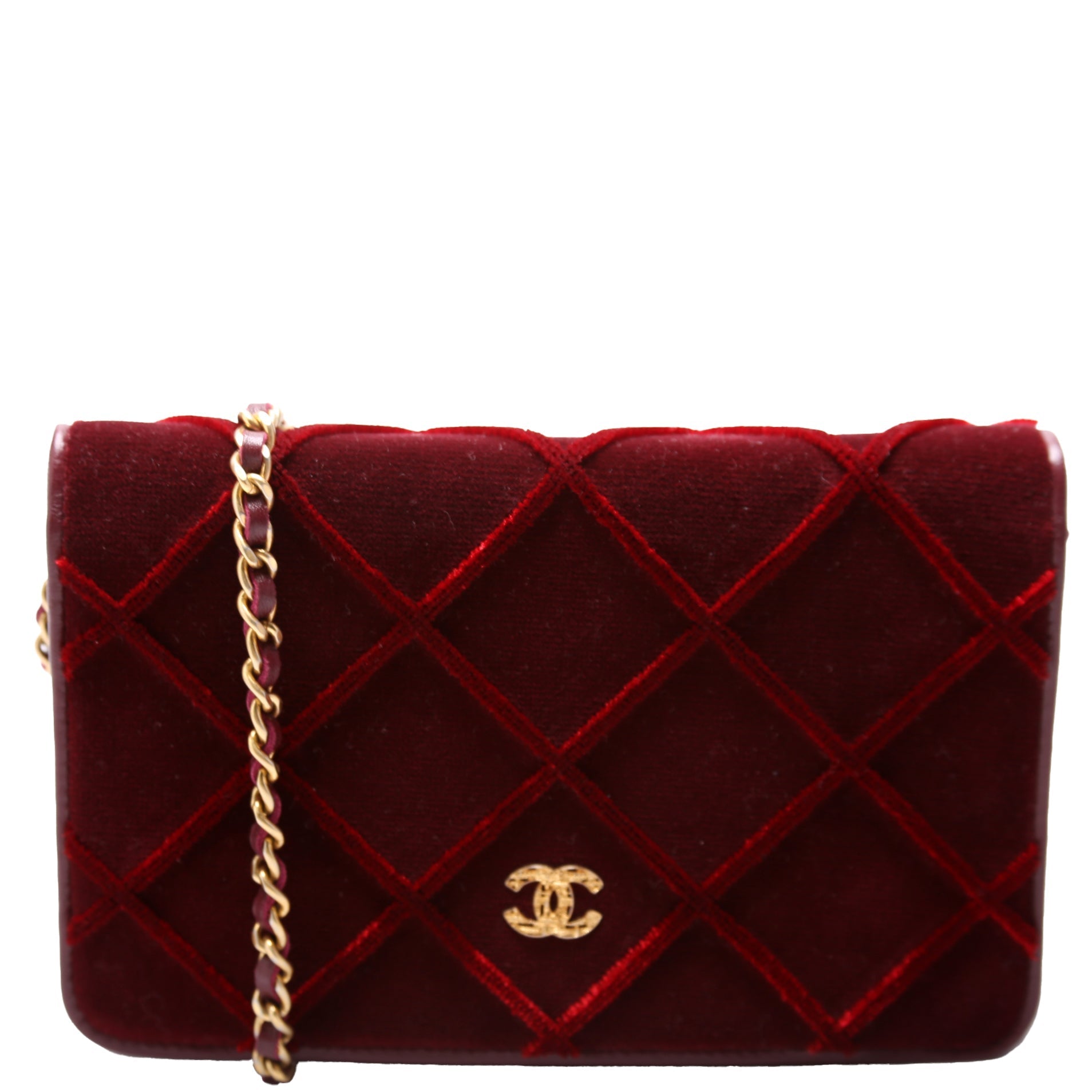 Chanel WOC 3D Quilted Velvet 24M Red Clutch Bag