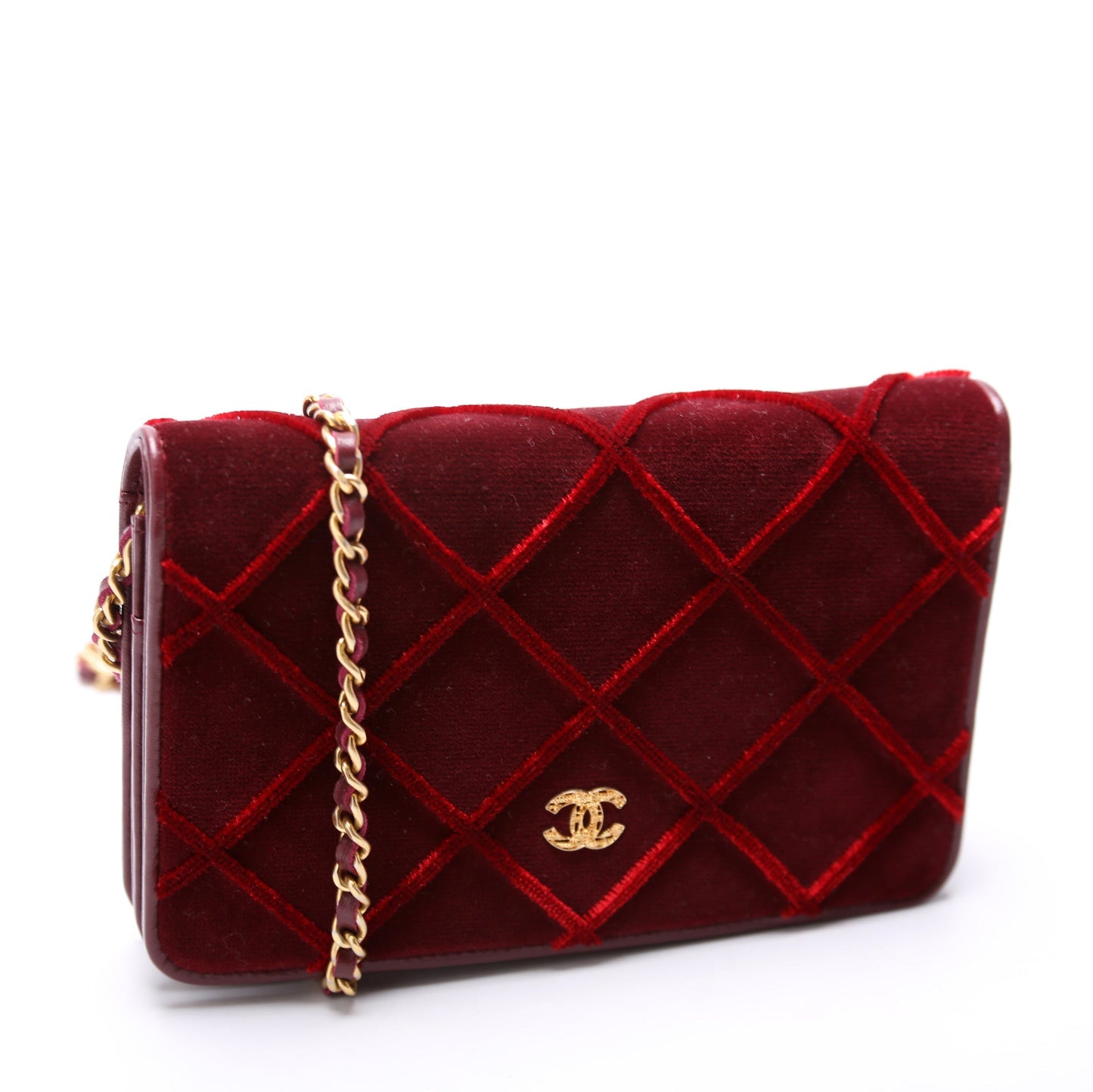 Chanel WOC 3D Quilted Velvet 24M Red Clutch Bag