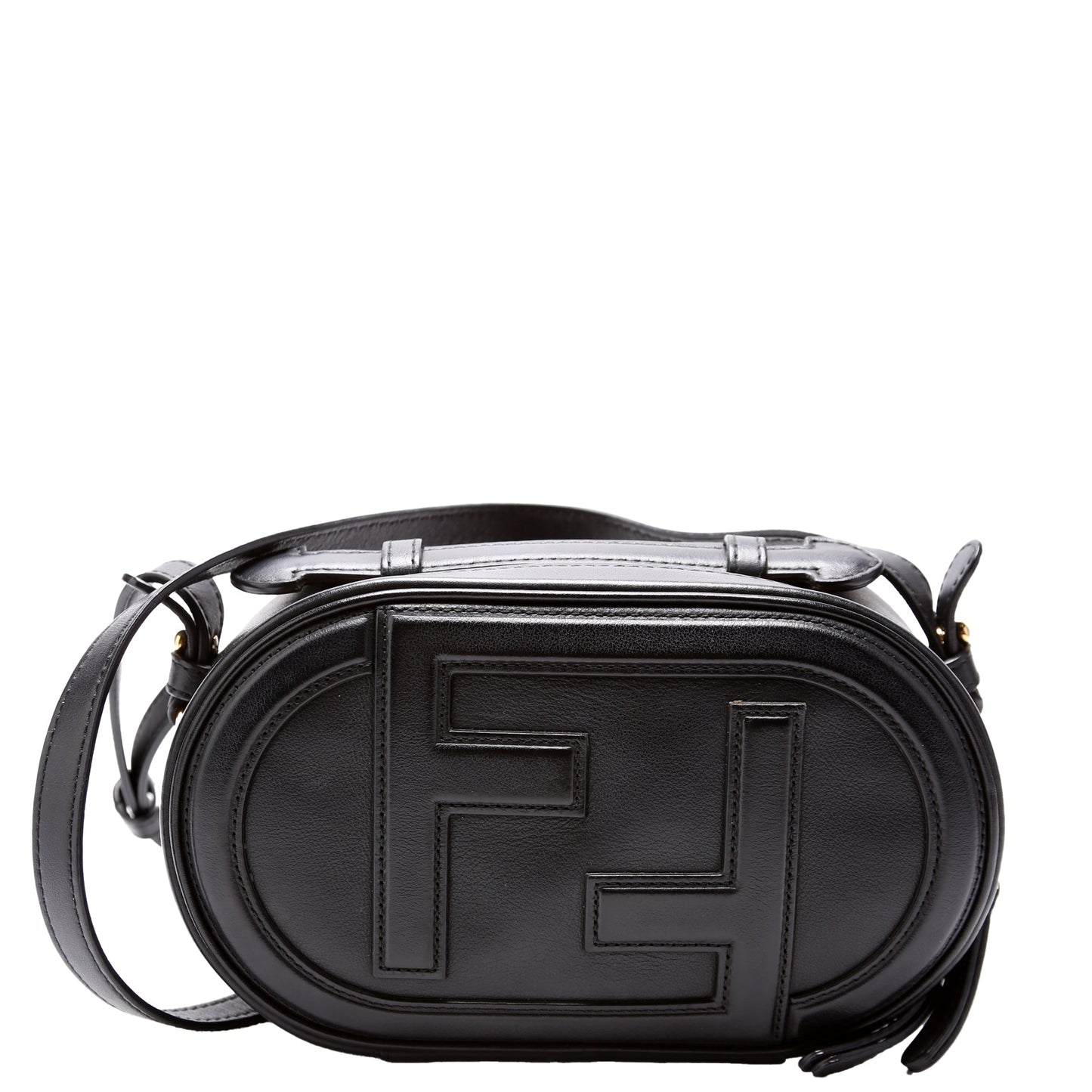 Fendi Grace Lock Camera Case Bag Leather Vitello Black Travel Bag