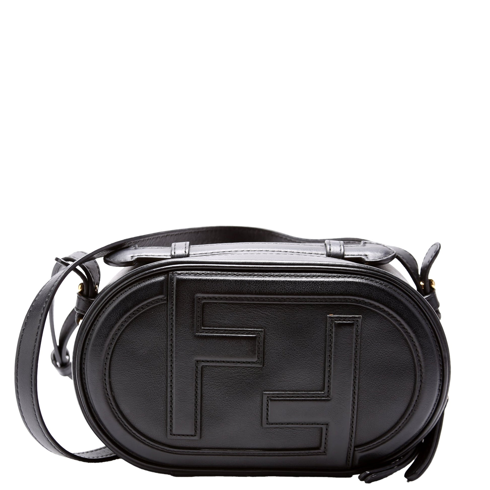 Fendi Grace Lock Camera Case Bag Leather Vitello Black Travel Bag