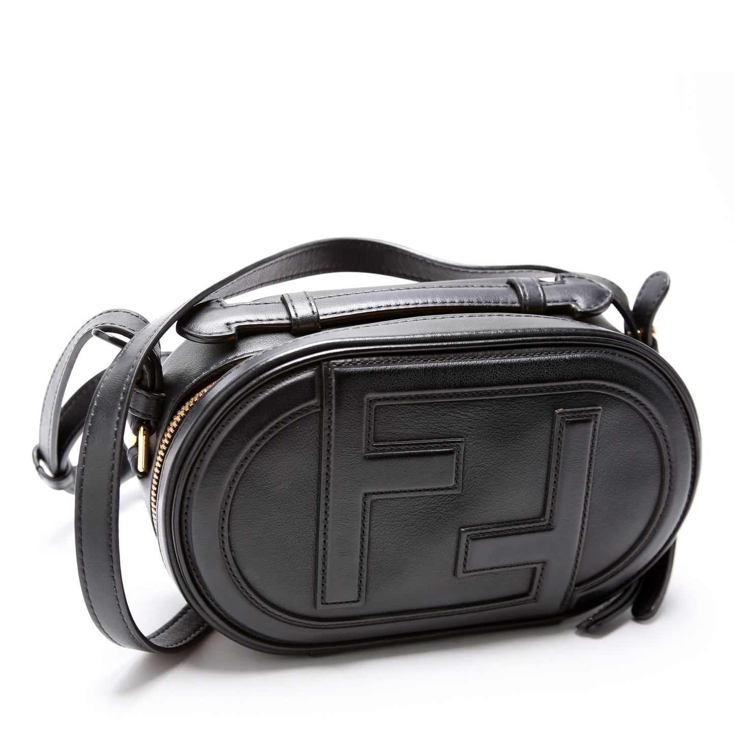 Fendi Grace Lock Camera Case Bag Leather Vitello Black Travel Bag