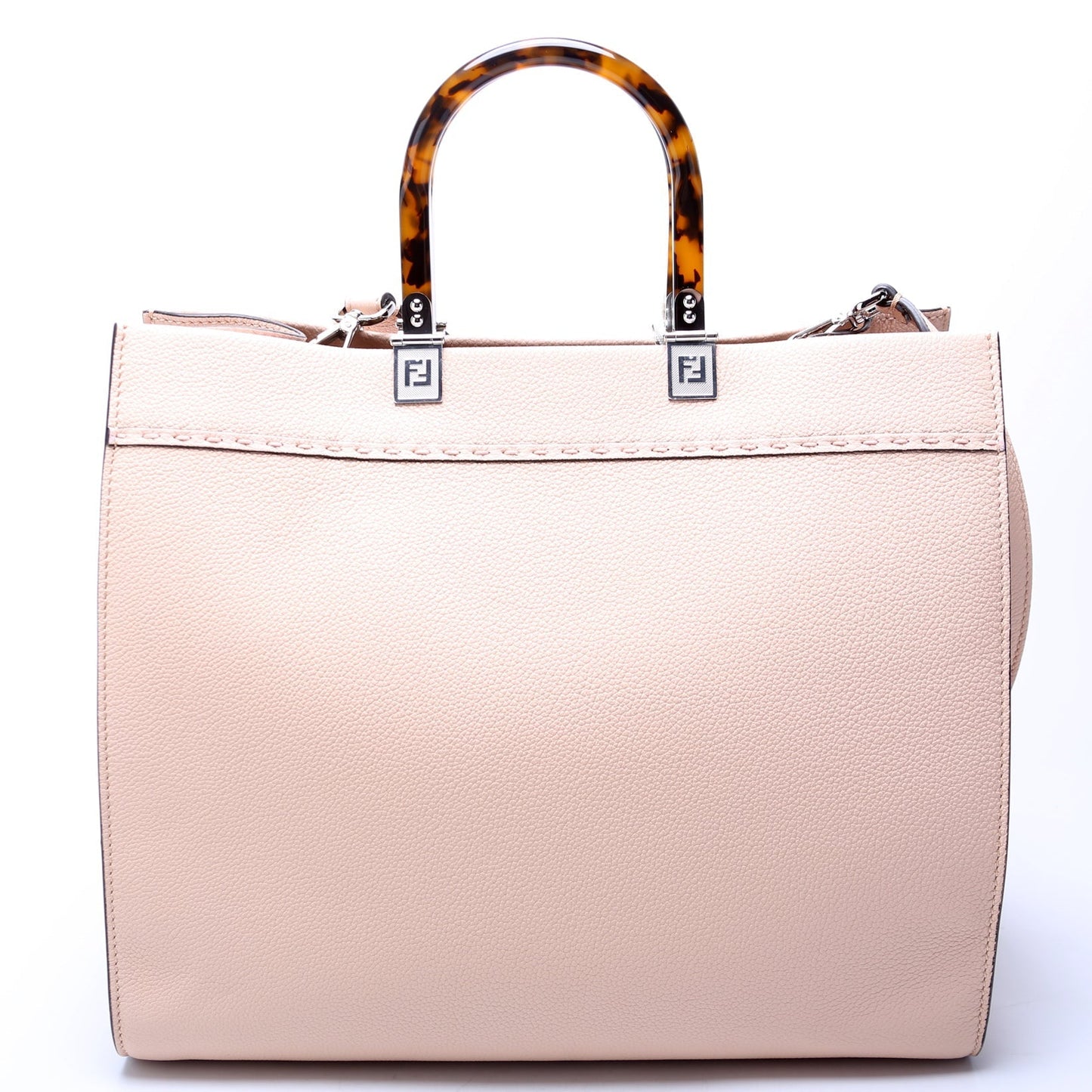 Fendi Sunshine Shopper Chevron Nude Bag Leather Vitello Medium Travel Bag