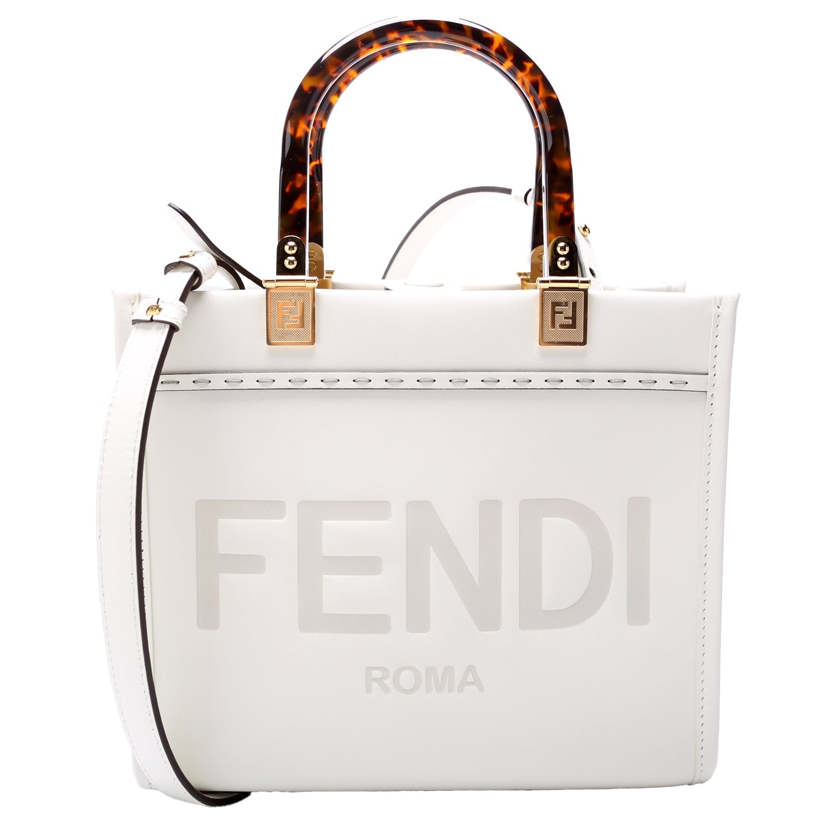 Fendi 8Bh394 Sunshine Shopper Bag Leather White Small Travel Bag