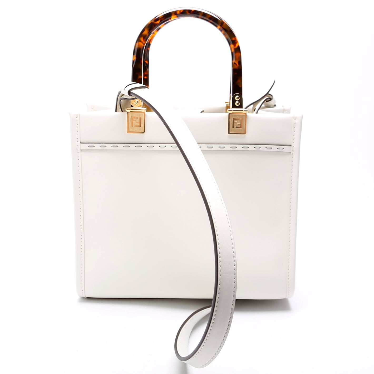 Fendi 8Bh394 Sunshine Shopper Bag Leather White Small Travel Bag