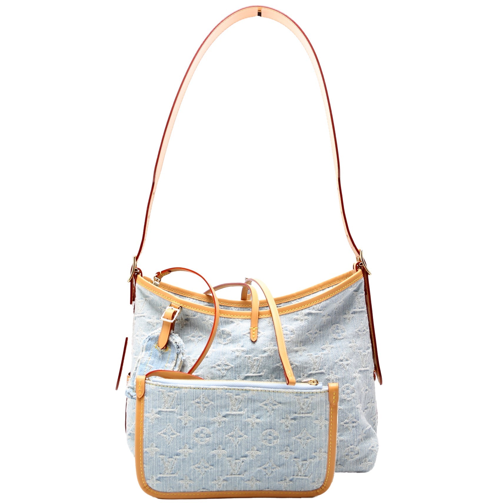 Louis Vuitton Carryall PM Denim Brown Blue Handbag