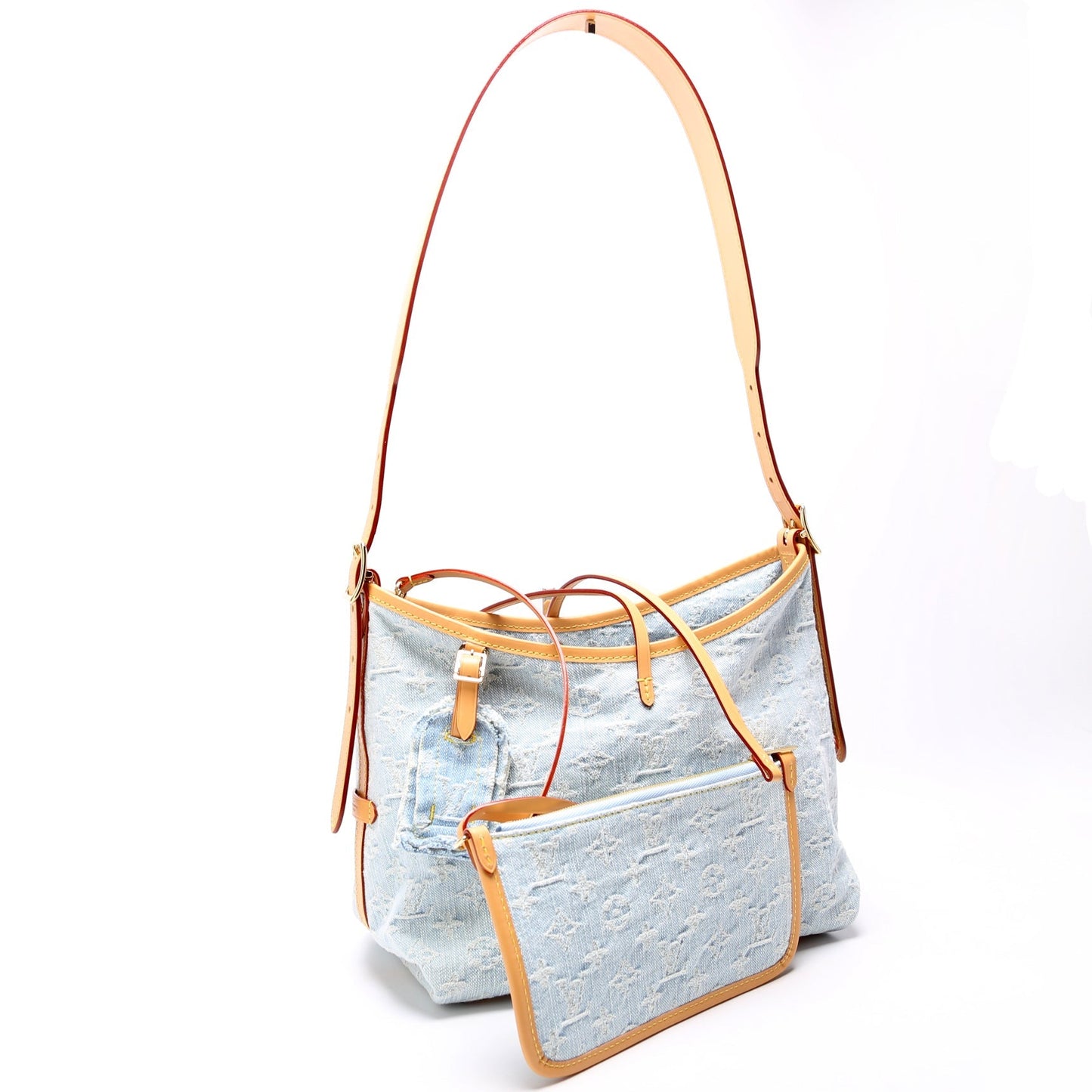 Louis Vuitton Carryall PM Denim Brown Blue Handbag