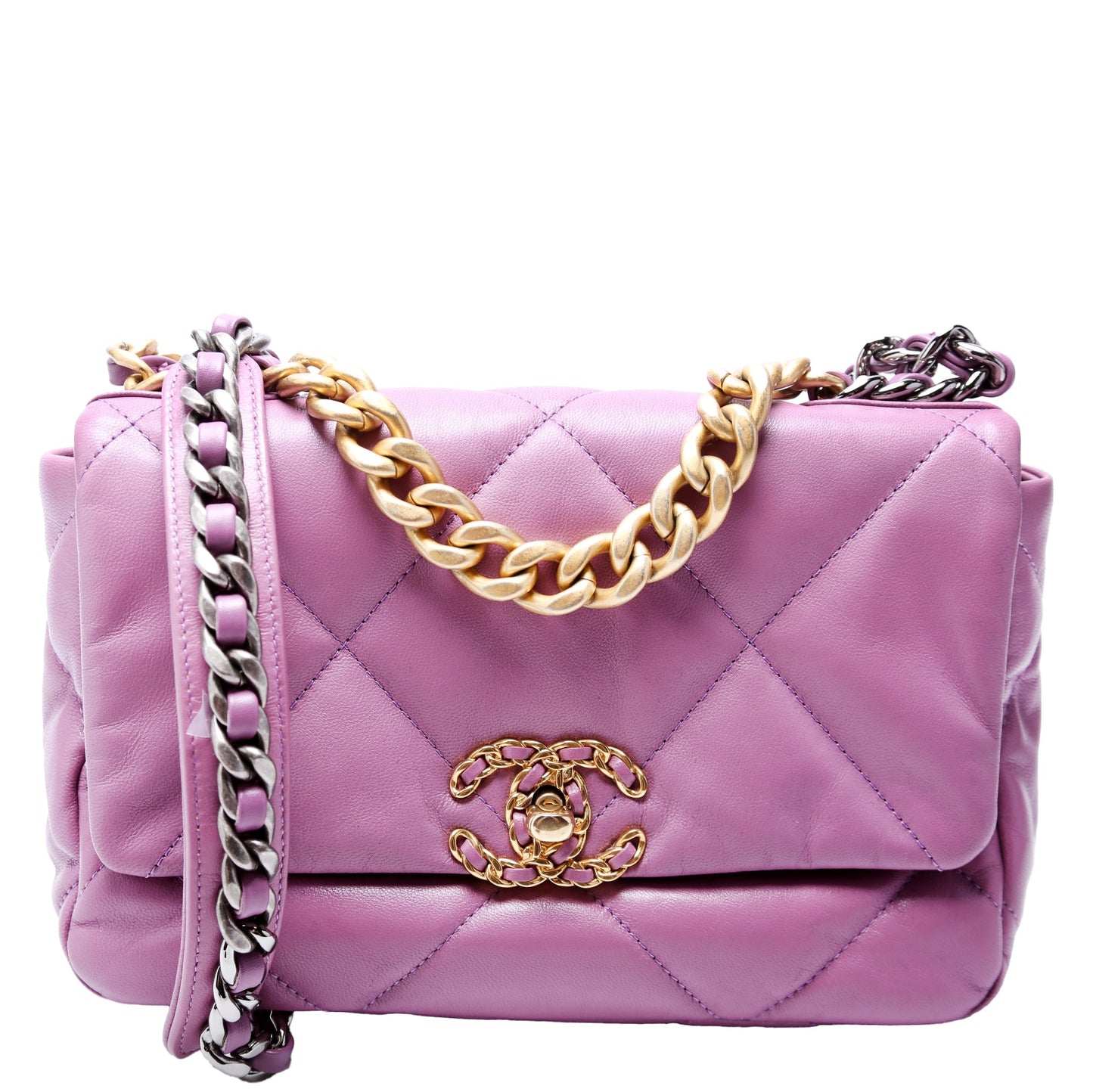 Chanel Quilted Goatskin 19 Flap 30M Purple Handbag