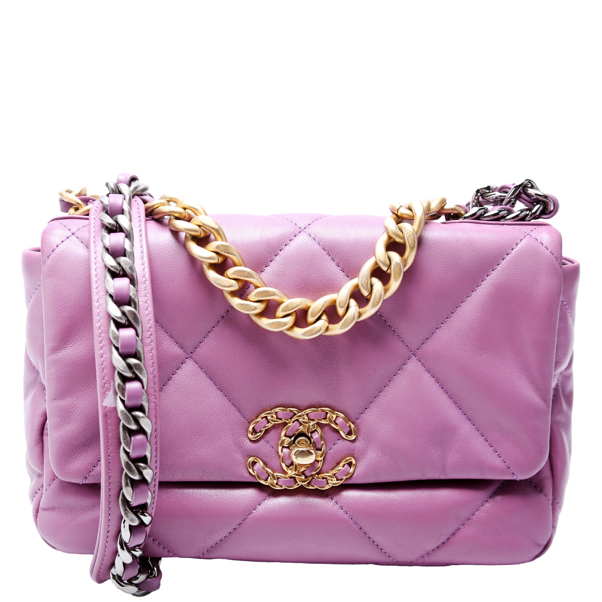 Chanel Quilted Goatskin 19 Flap 30M Purple Handbag
