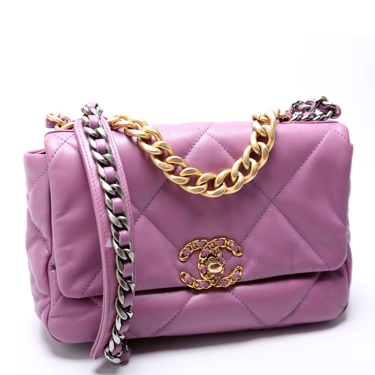 Chanel Quilted Goatskin 19 Flap 30M Purple Handbag