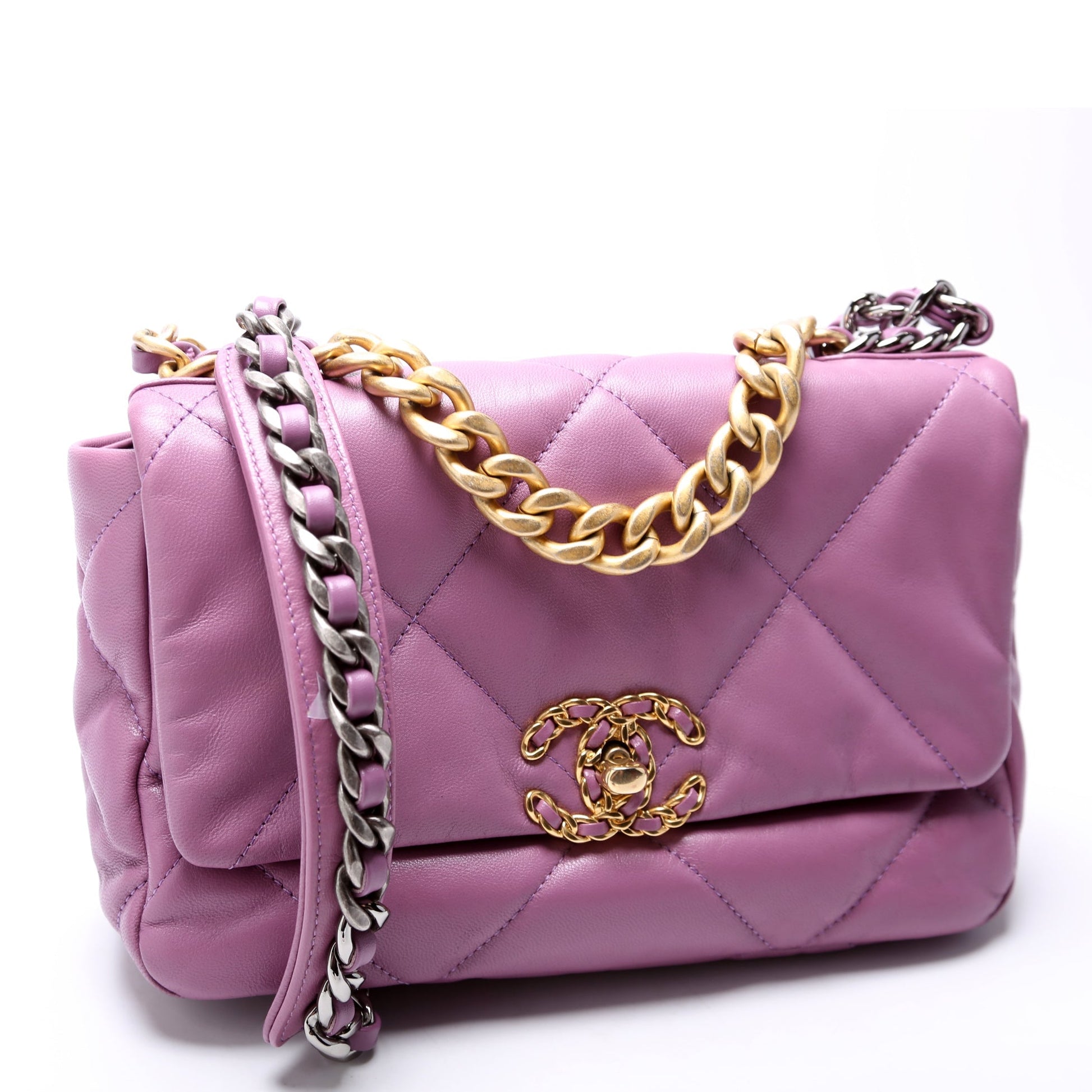 Chanel Quilted Goatskin 19 Flap 30M Purple Handbag