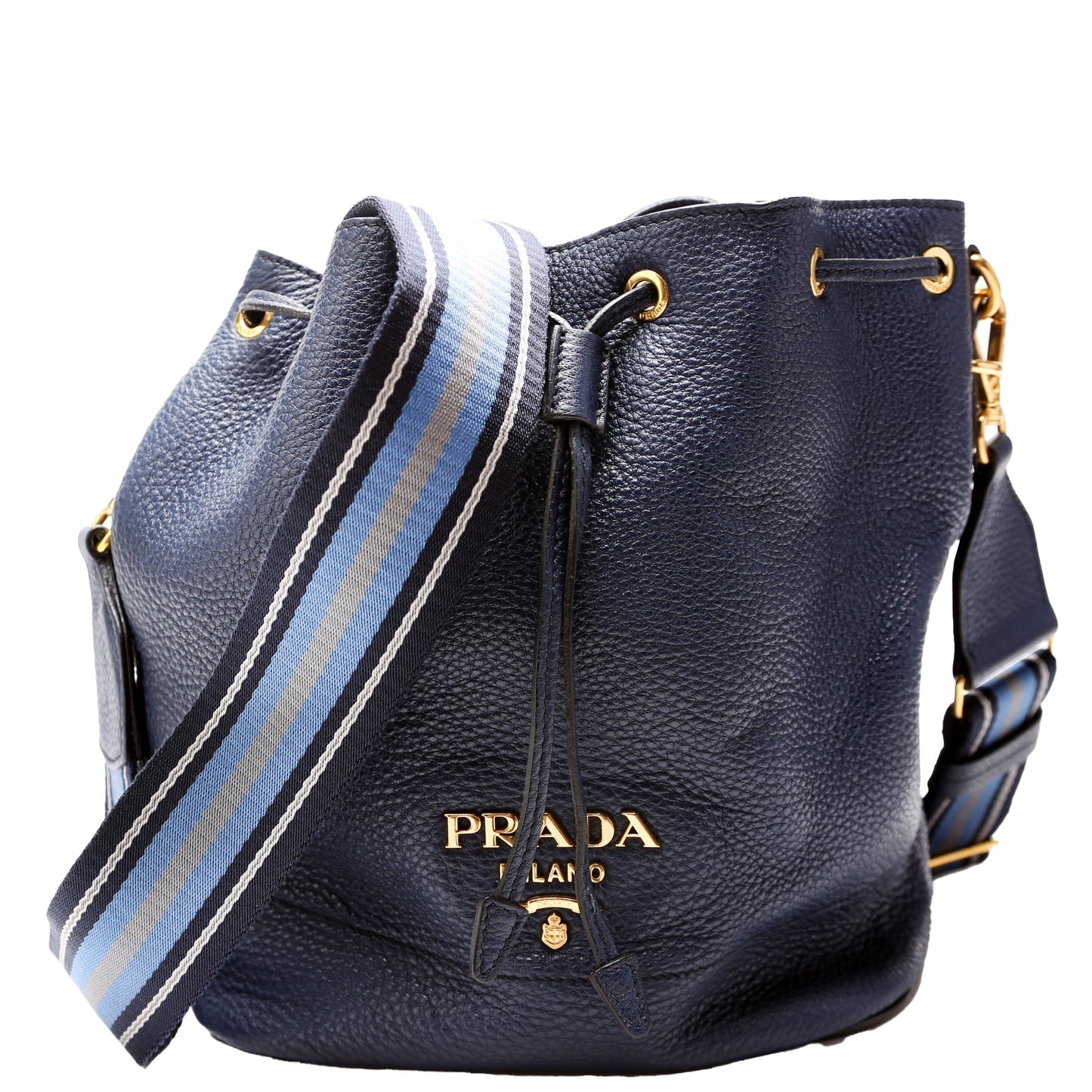 Prada Vitello Daino Bag Blue Bucket Bucket Bag