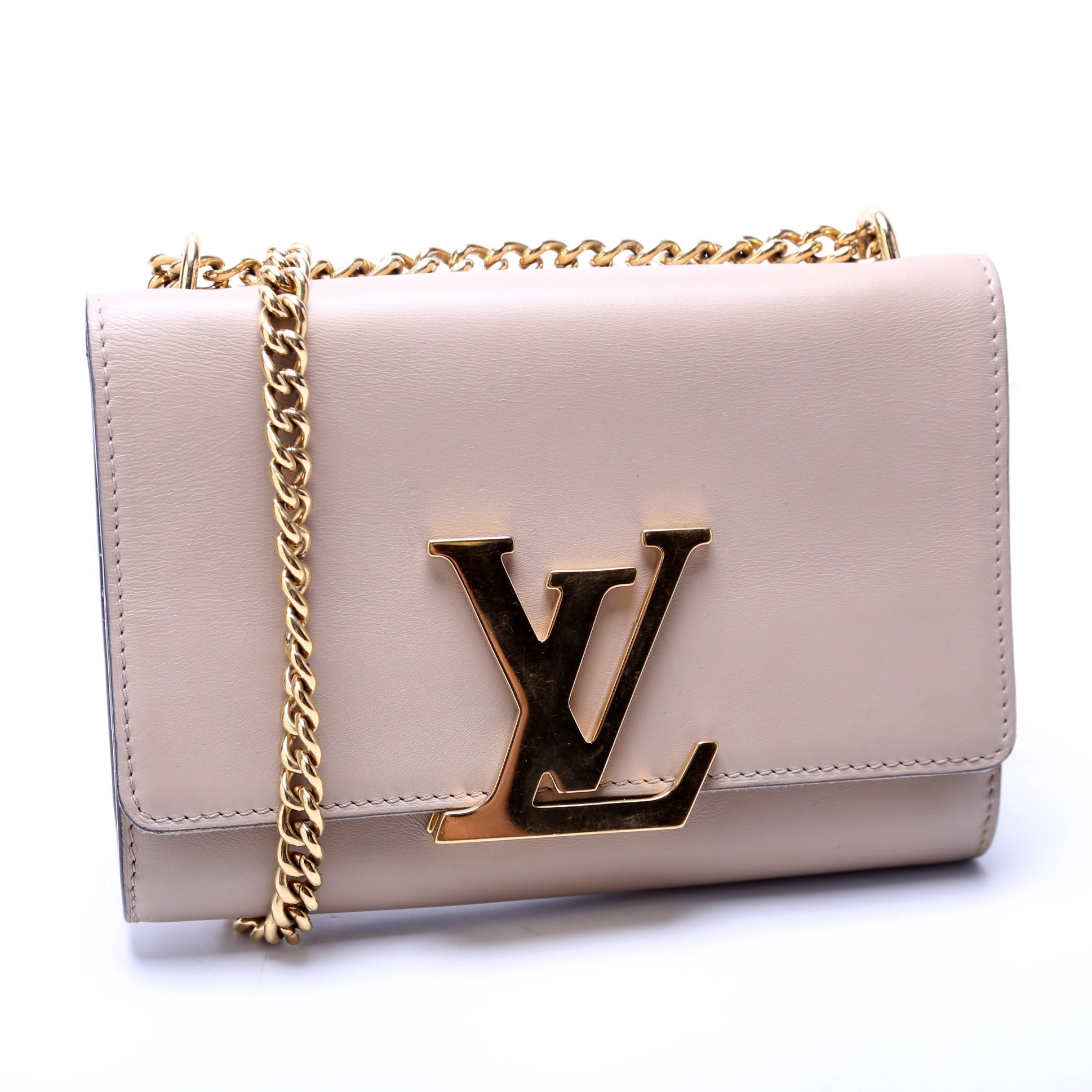 Louis Vuitton Louise MM Calfskin Beige Chain Handbag