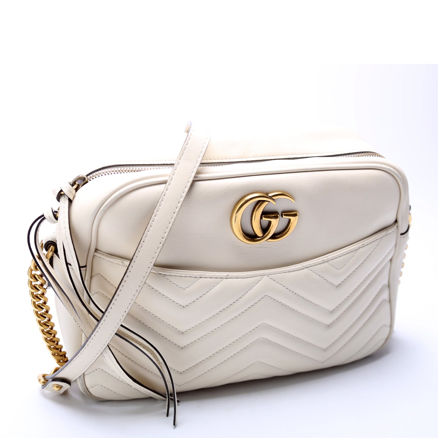 Gucci GG Marmont Cream Medium Chain Handbag