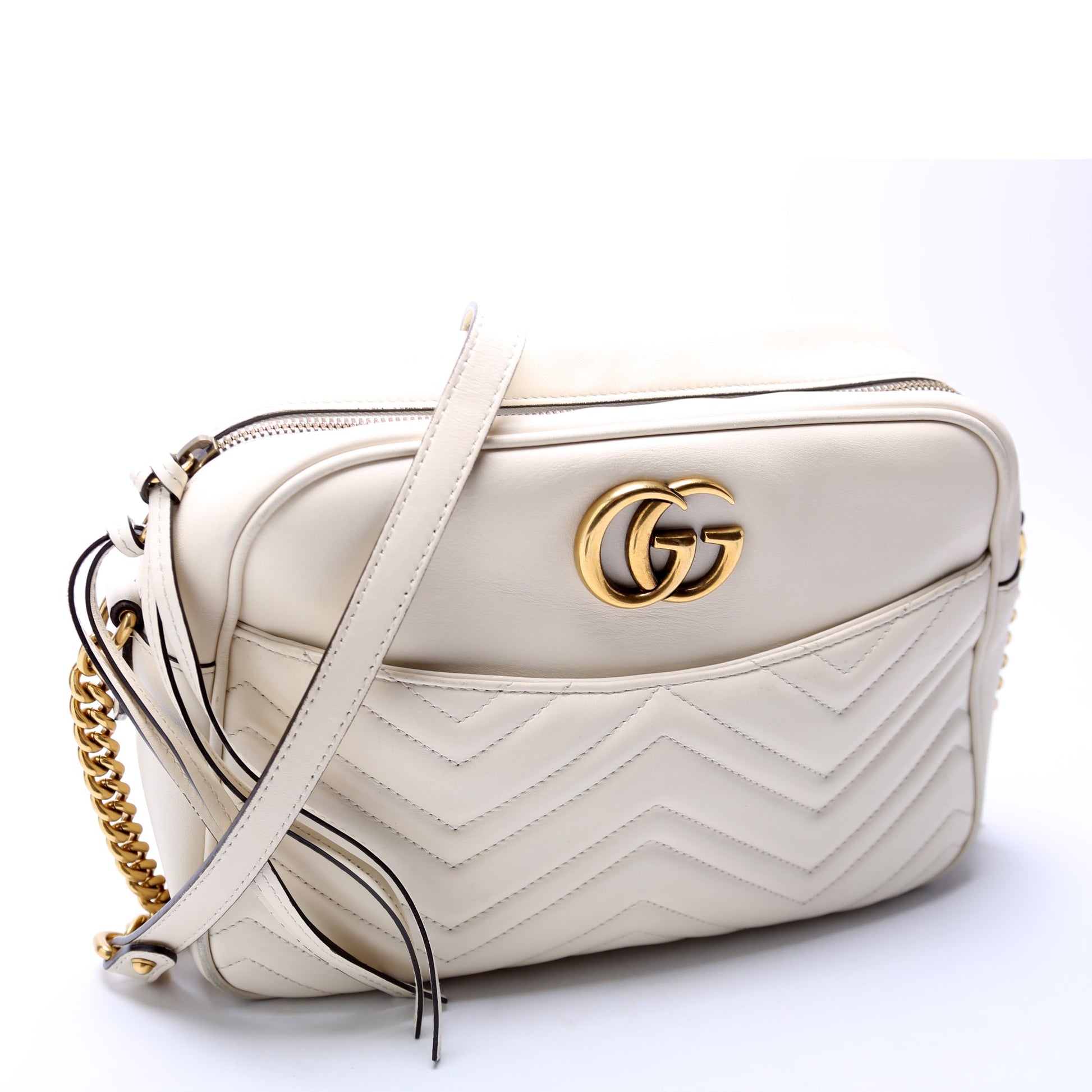 Gucci GG Marmont Cream Medium Chain Handbag