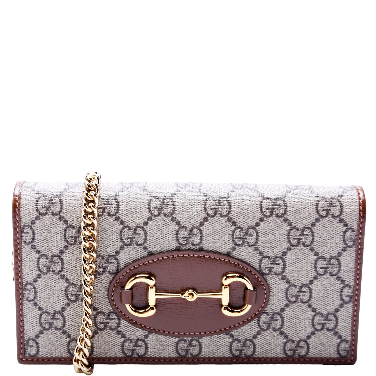 Gucci Horsebit Brown Chain Wallet Case