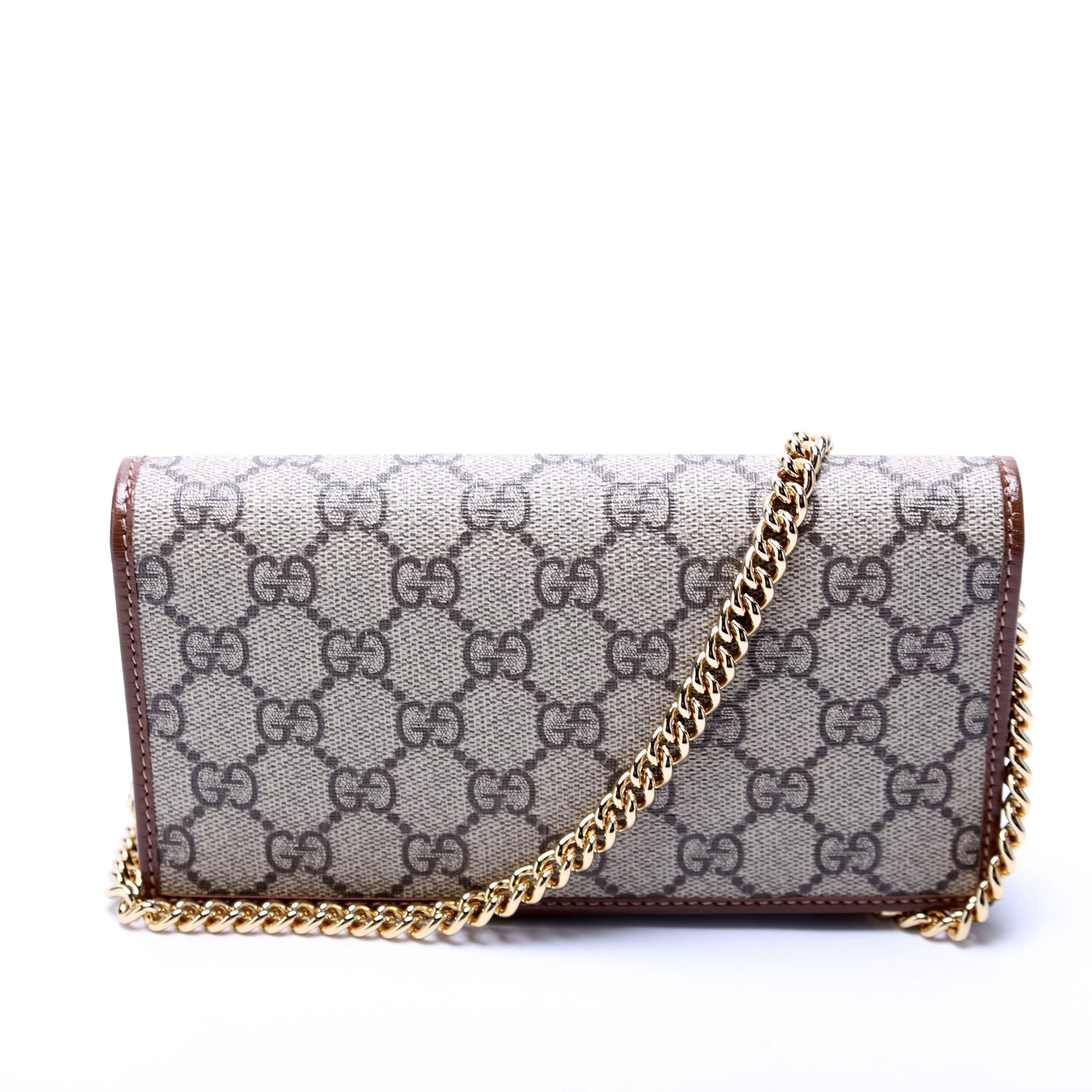 Gucci Horsebit Brown Chain Wallet Case