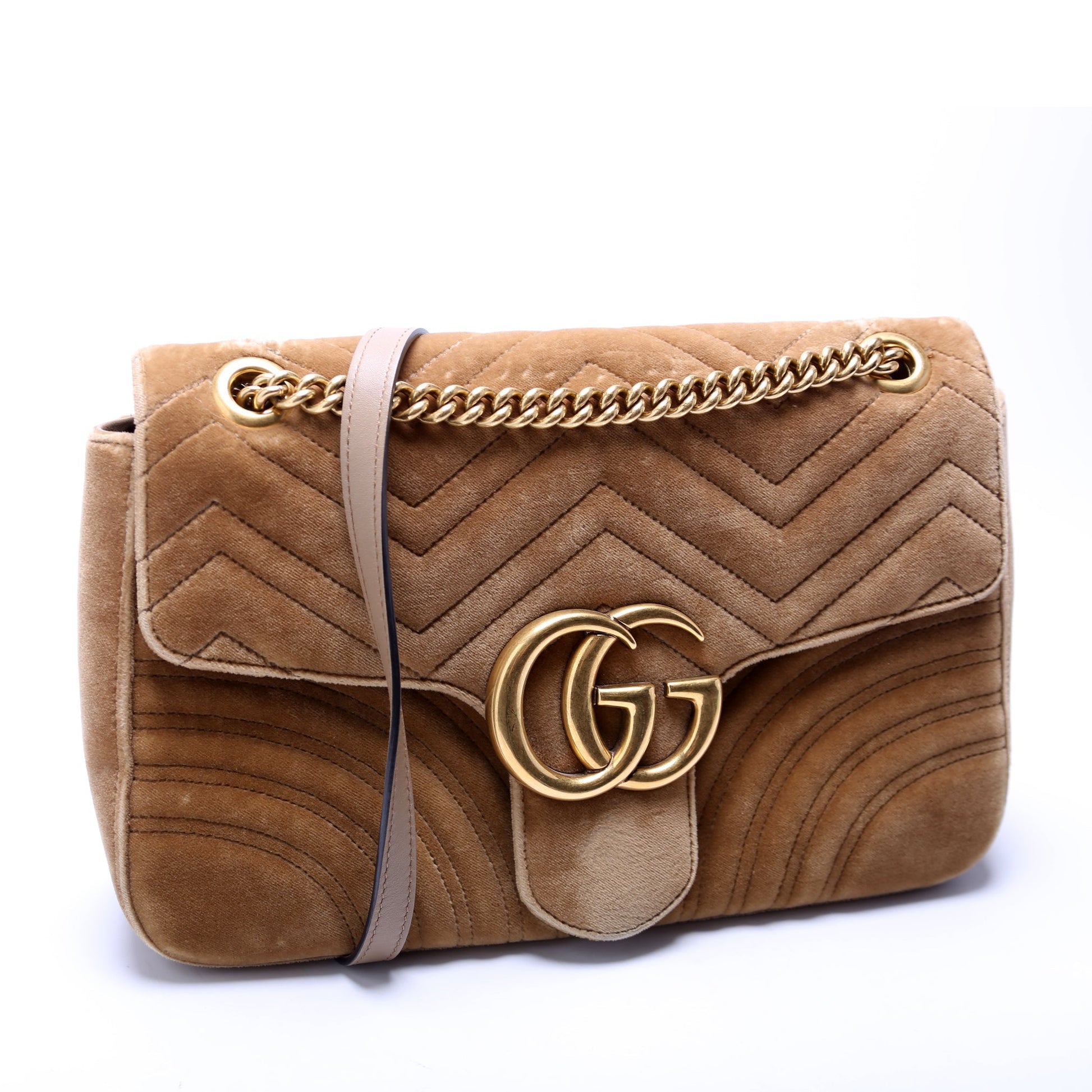 Gucci Marmont Velvet Gold Medium Shoulder Bag
