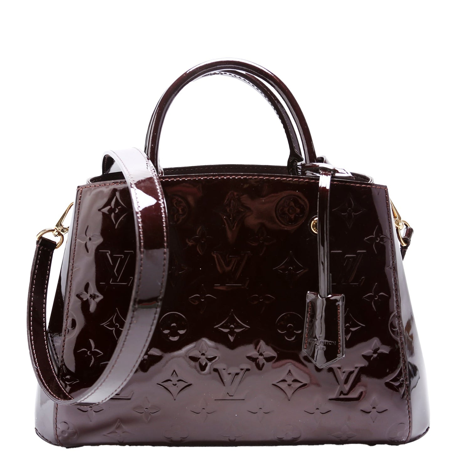 Louis Vuitton Montaigne BB Burgundy Vernis Handbag